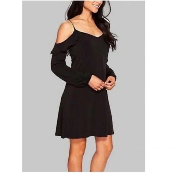 MICHAEL Michael Kors Petite Chain-Strap Cut Out Long Sleeve Shift Mini Dress, PS