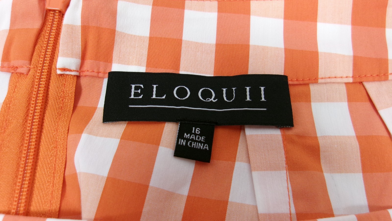 Eloquii Orange White Gingham Ruffle Skirt Size 16