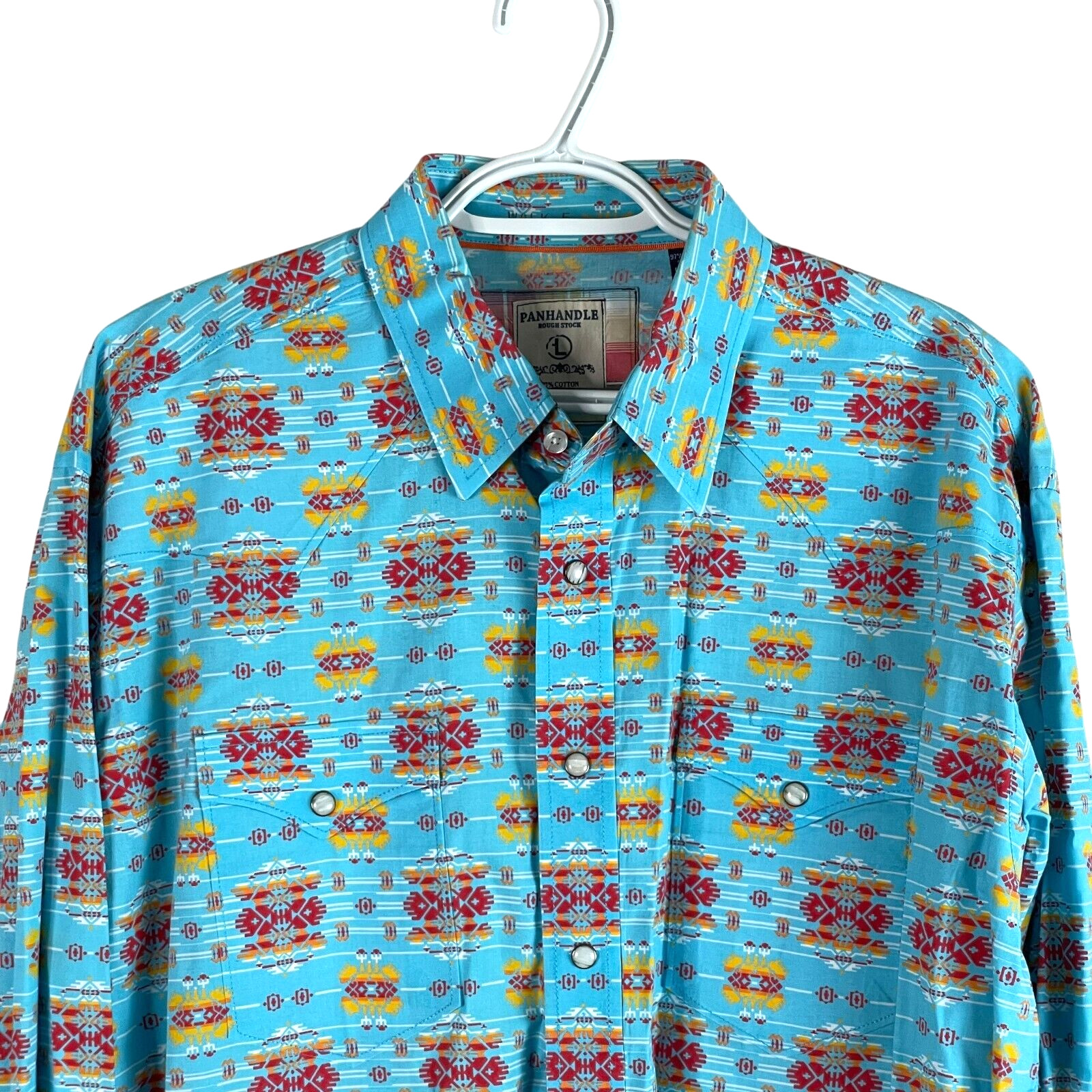 Panhandle Slim Rough Stock Mens Pearl Snap Western Shirt Southwest Aztec Large