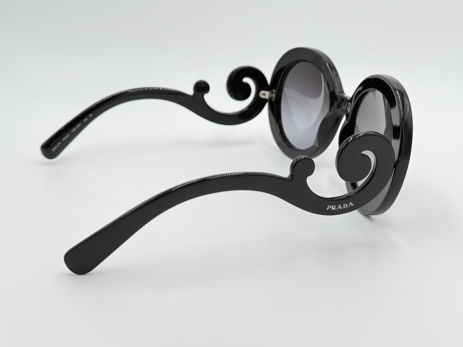 PRADA SPR27N 1AB-5W1 BAROQUE Gloss black/Gray POLARIZED AUTHENTIC ITALY