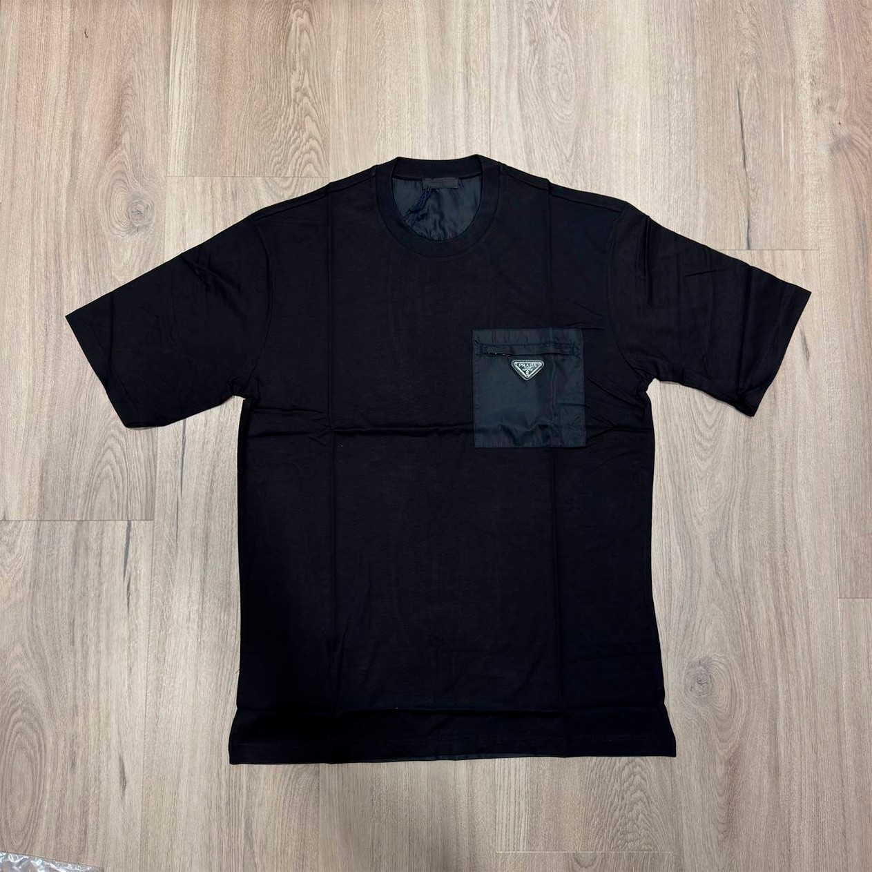 PRADA Cotton T-Shirt with Pocket Black Color Short sleeves Size 2XL