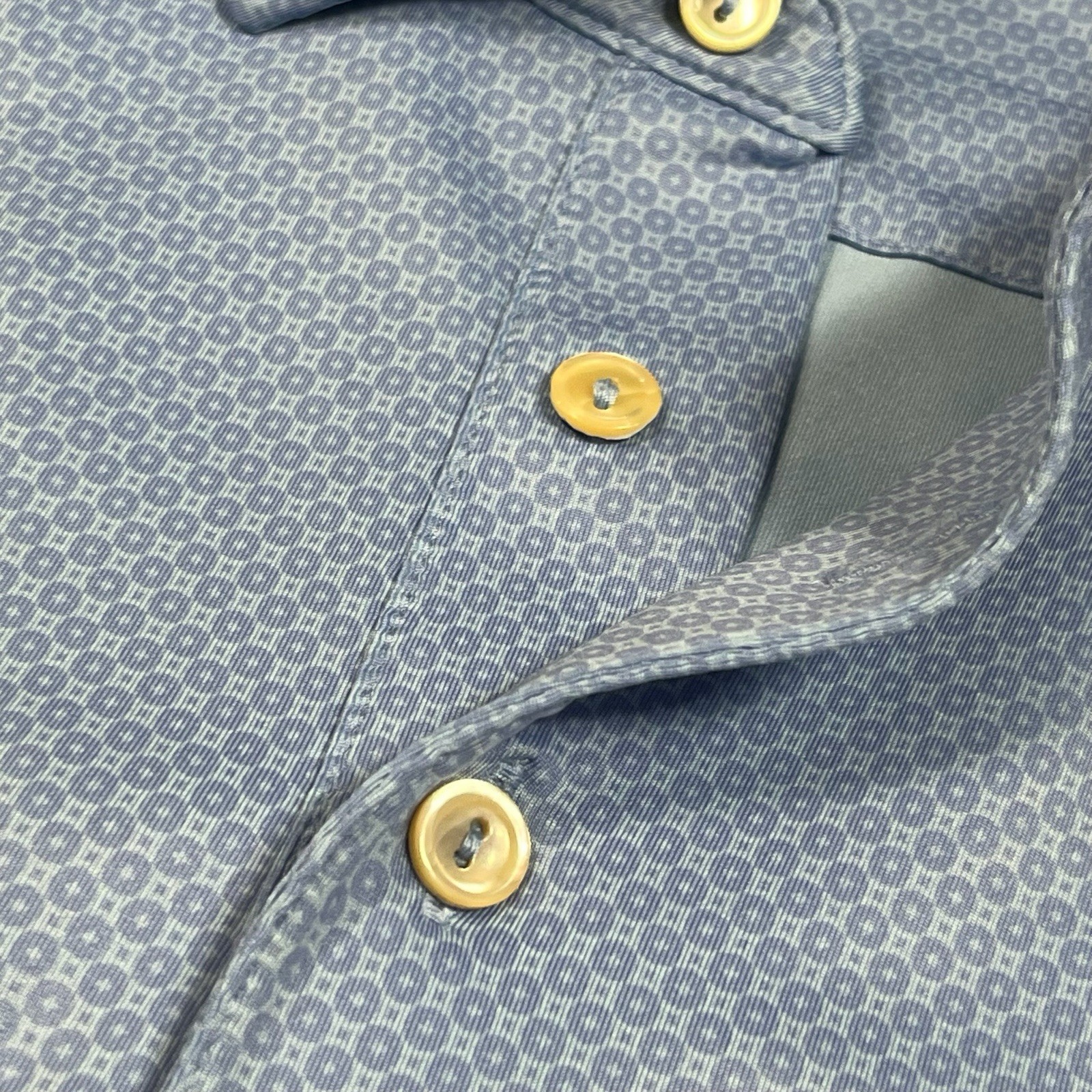 Peter Millar Summer Comfort Crown Crafted Shirt Geometric Blue Golf Polo Large