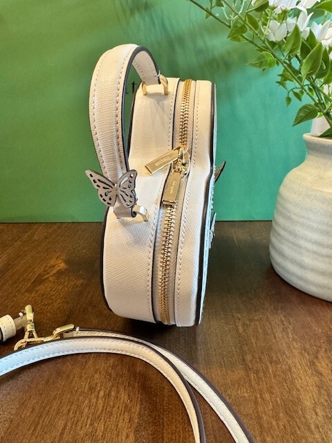 Kate Spade Love Shack Perforated Heart Crossbody Butterfly Purse Meringue Floral