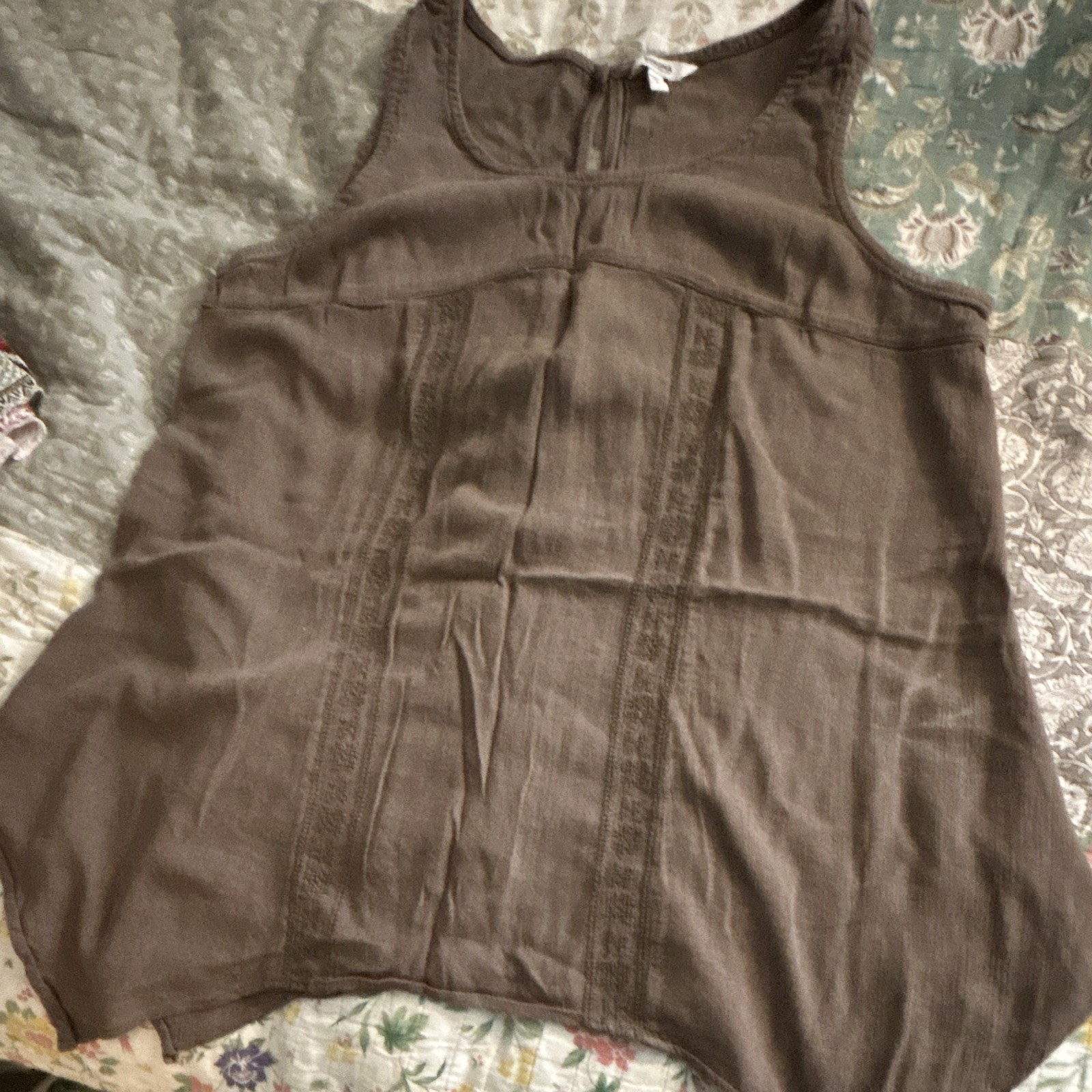 Sonoma Women’s L Regular Brown Solid Scoop Neck Sleeveless Rayon Tank Top