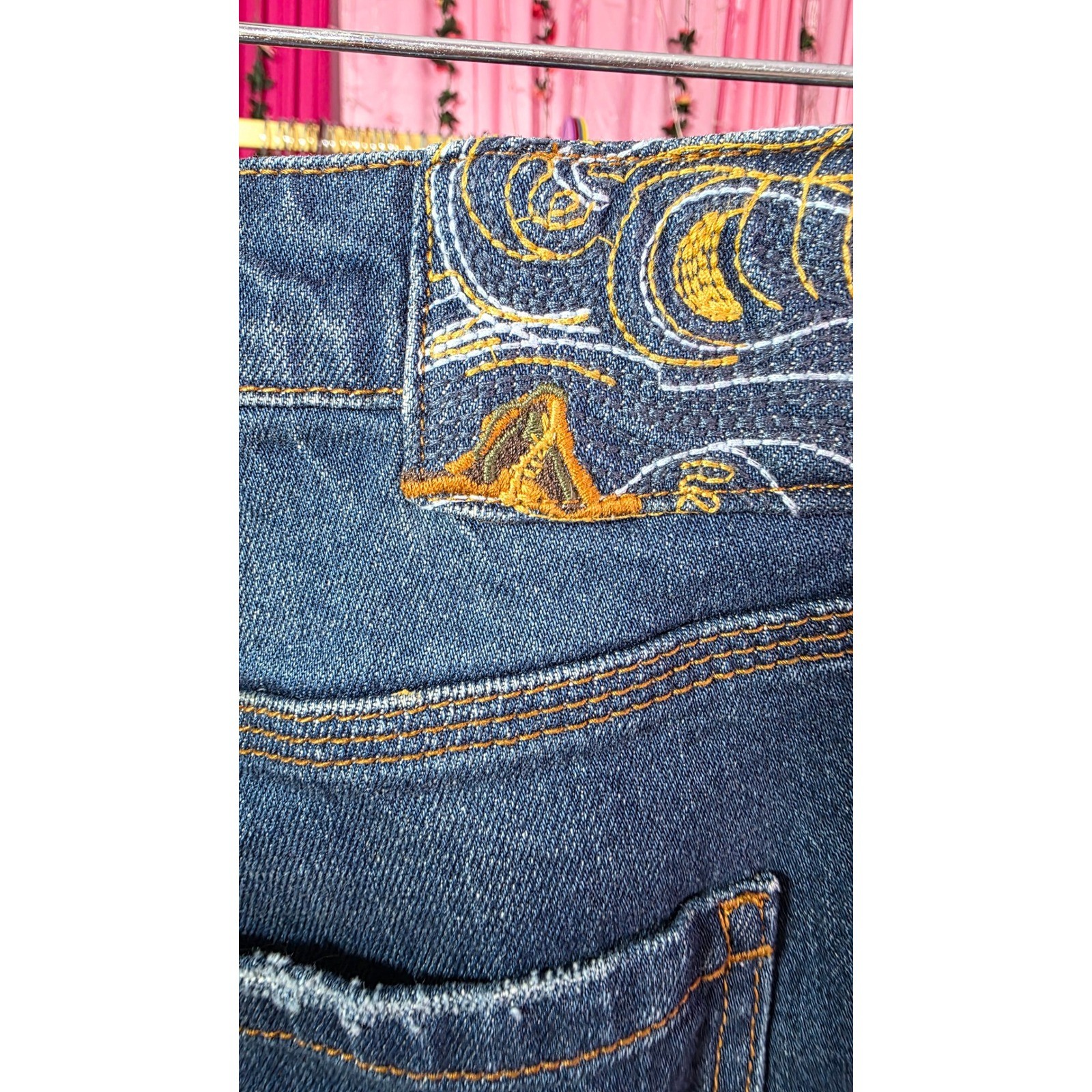 Cleo & Wolf Mens Distressed Carpenter Jeans High Rise Straight Leg Blue 31×32