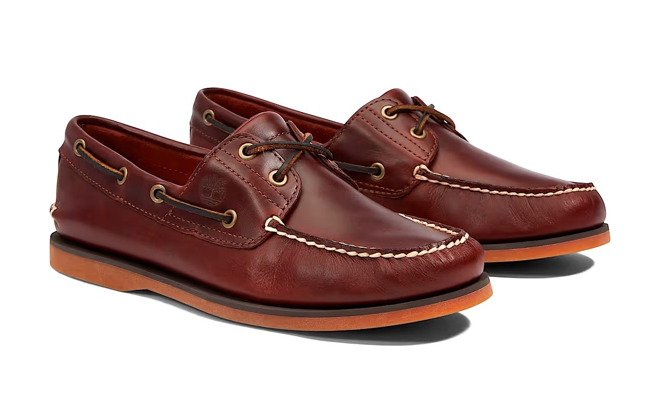 Timberland Men’s Classic 2 Eye Brown Handsewn Leather Boat Shoes Style 25077