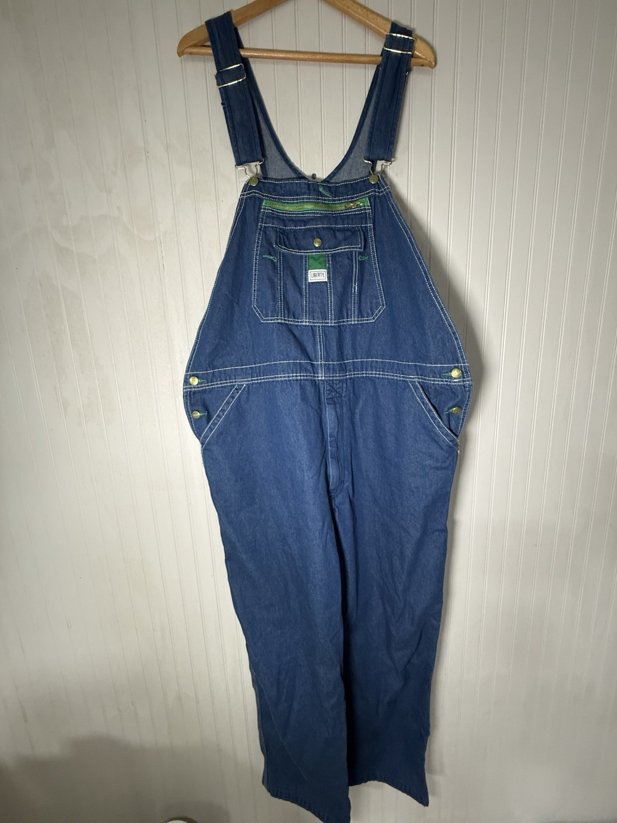 Liberty Overalls Men’s 44×30 Blue Denim Carpenter Bib Farmer Workwear