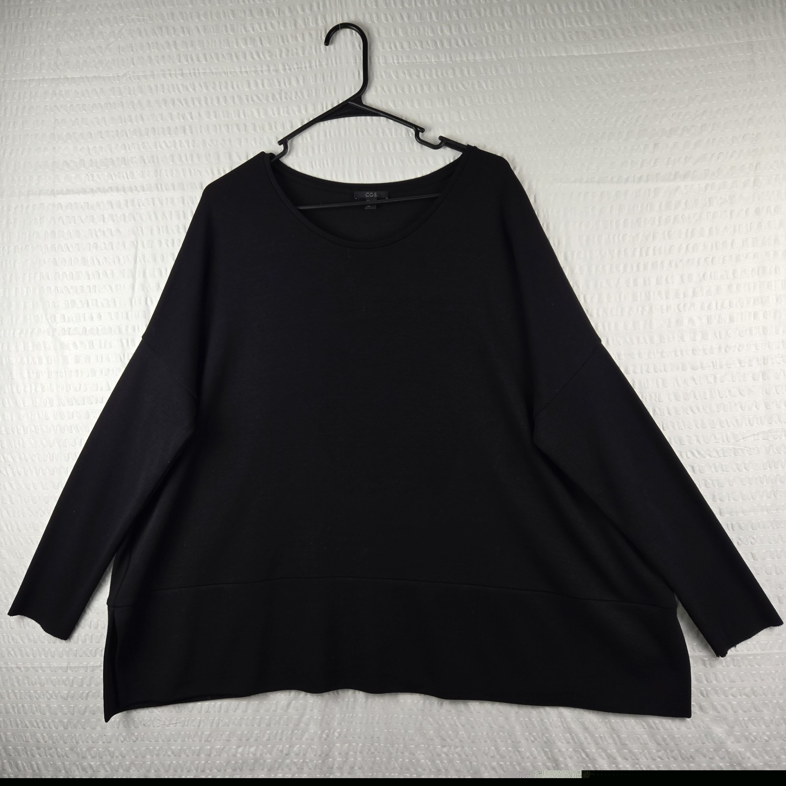 COS Oversized Lagenlook Boxy Black Long Sleeve Sweater W/ Side Slits Size L
