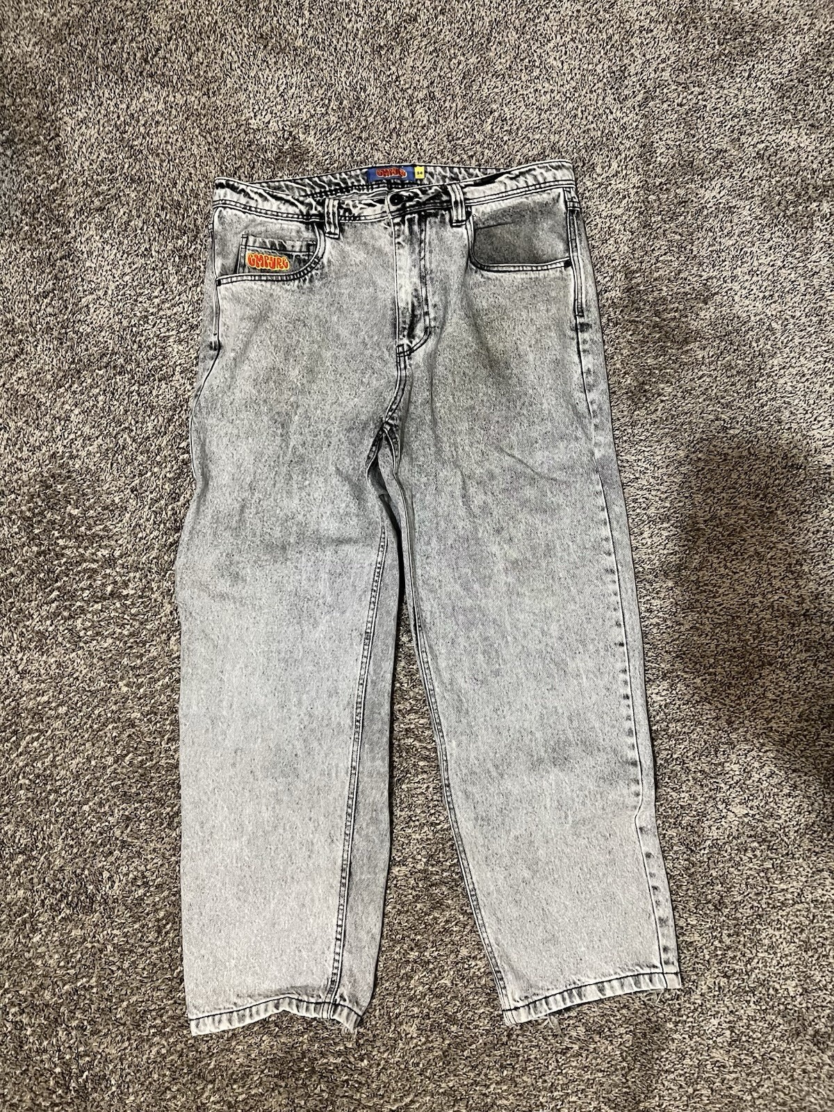 Empyre Men’s Gray Acid Wash Straight loose y2k Cotton Denim Jeans Mid Rise 34×30
