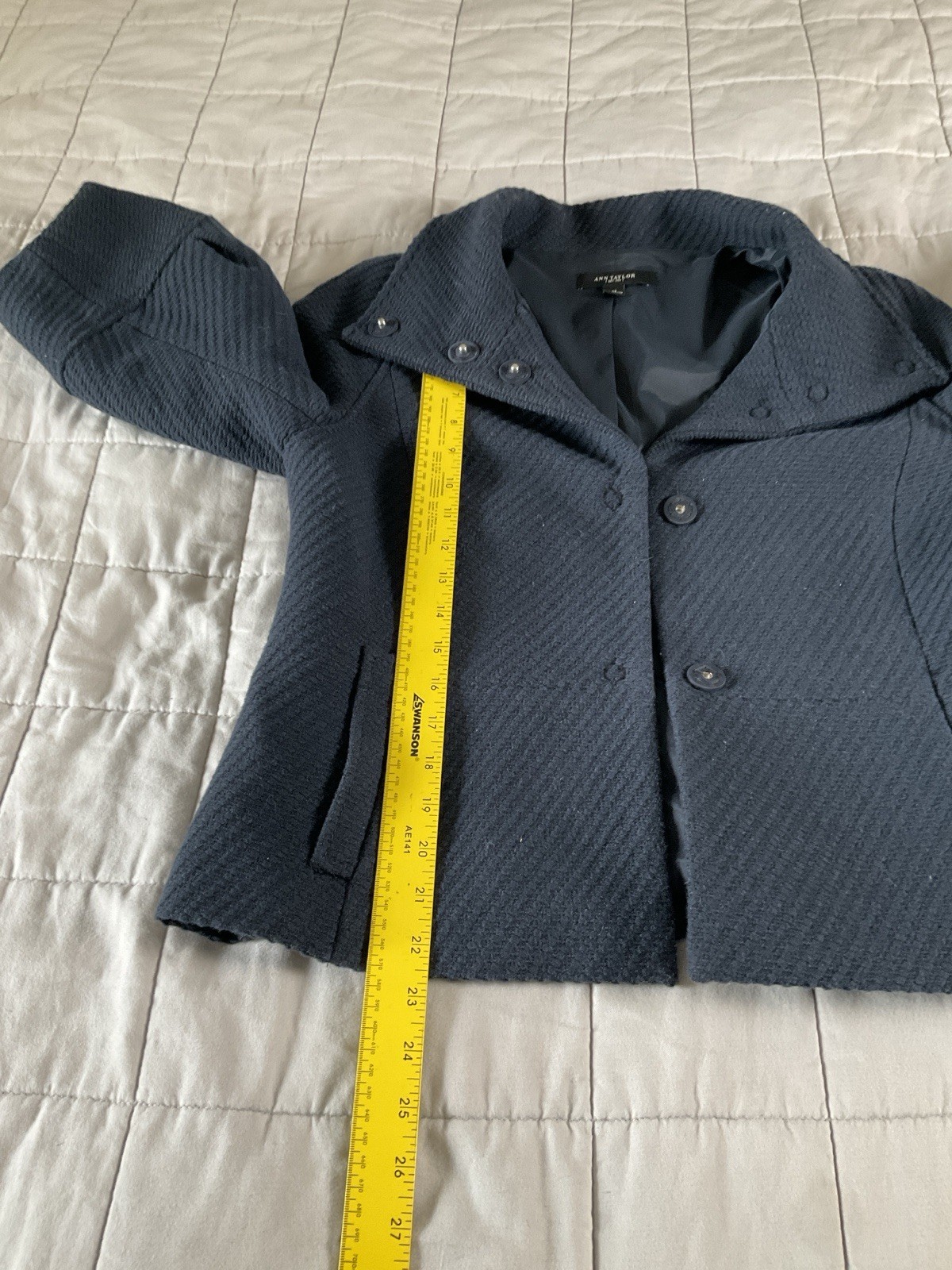 Ann Taylor Jacket Womens Medium Blue Peacoat Business Preppy Old Money Outdoor