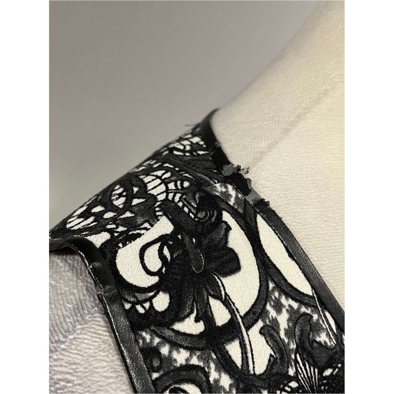 Calvin Klein Black & White Sleeveless Lace-Effect Fit-and-Flare Dress