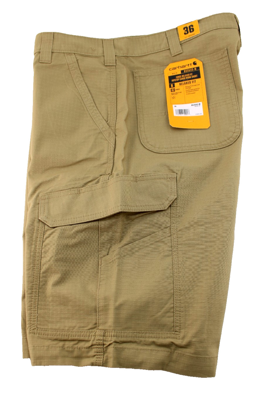 CARHARTT Force Men 36 x 11″ Khaki Ripstop Relaxed Fit Cargo Shorts RETAIL $60