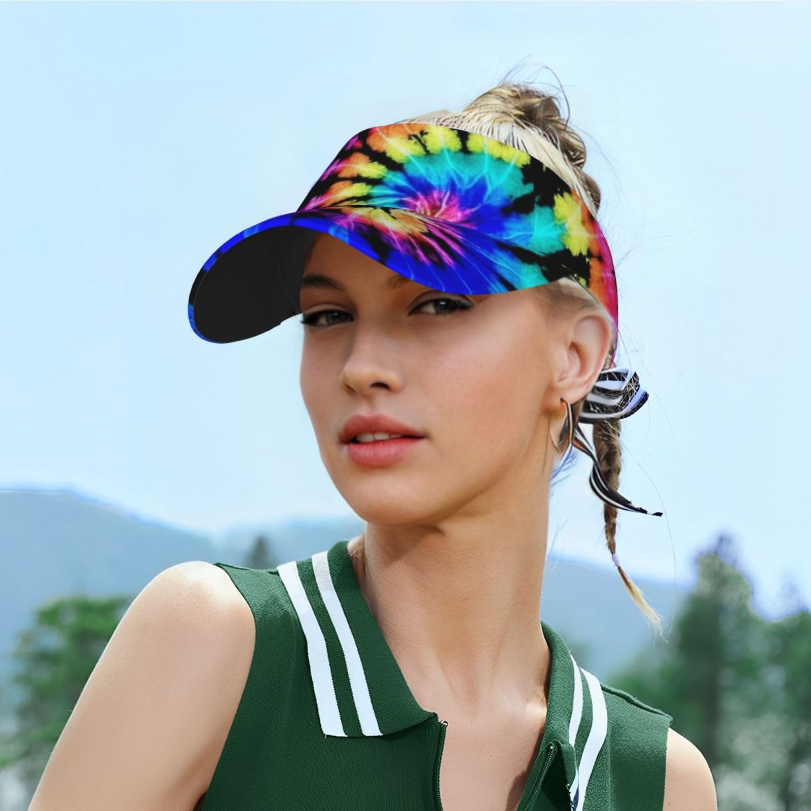 Tie Dye Visor Cap Sun Hat for Women Men Teens for for Sports, Beach, Tennis, …