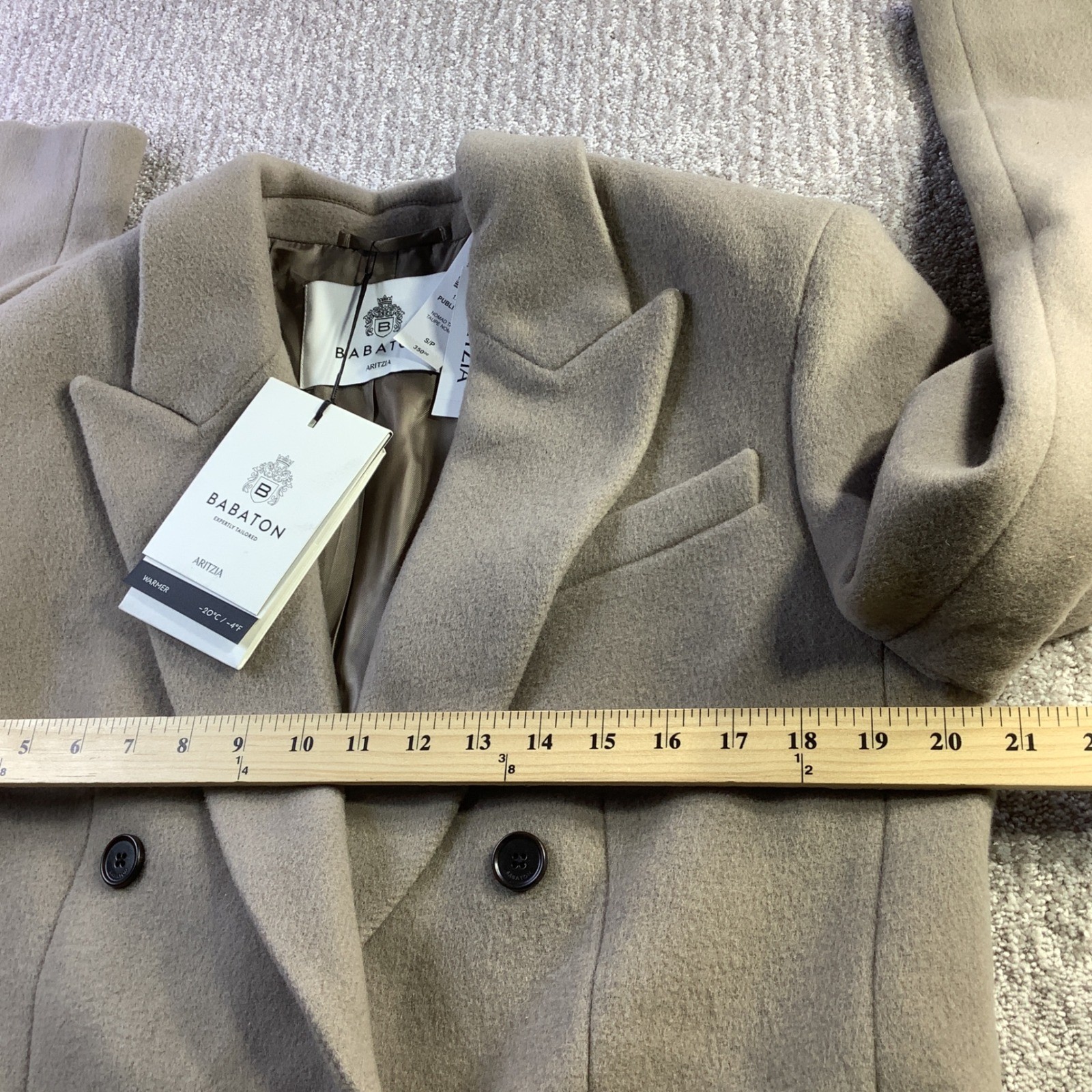 Babaton Aritzia Slouch Coat Nomad Taupe Wool Cashmere Long Coat Size Small NWT