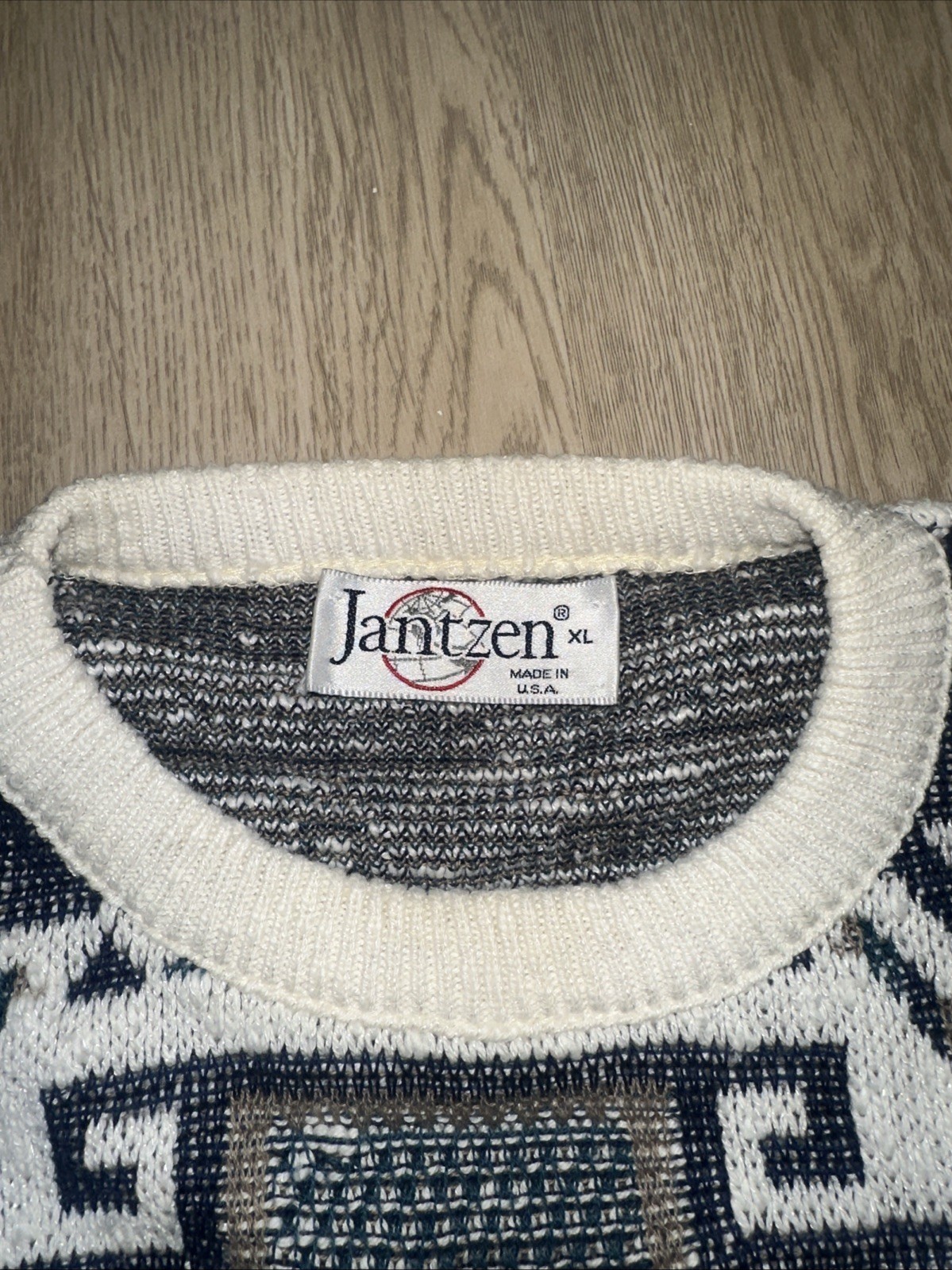 Vintage 90s Jantzen Mens XL Southwestern Geometric Knit Sweater