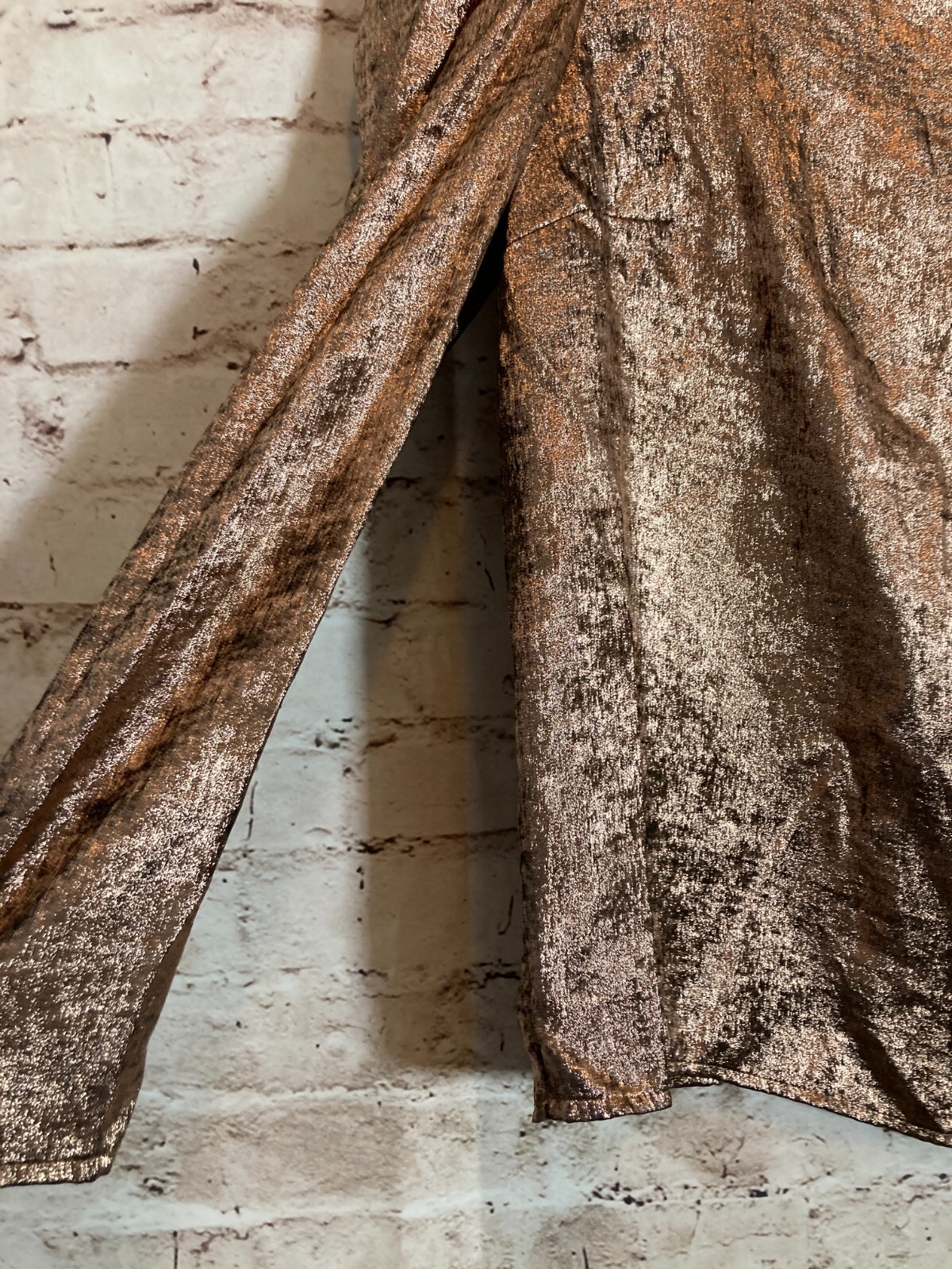 Future Collective Kahlana Barfield Brown Top Womens Small Copper Satin Shimmer