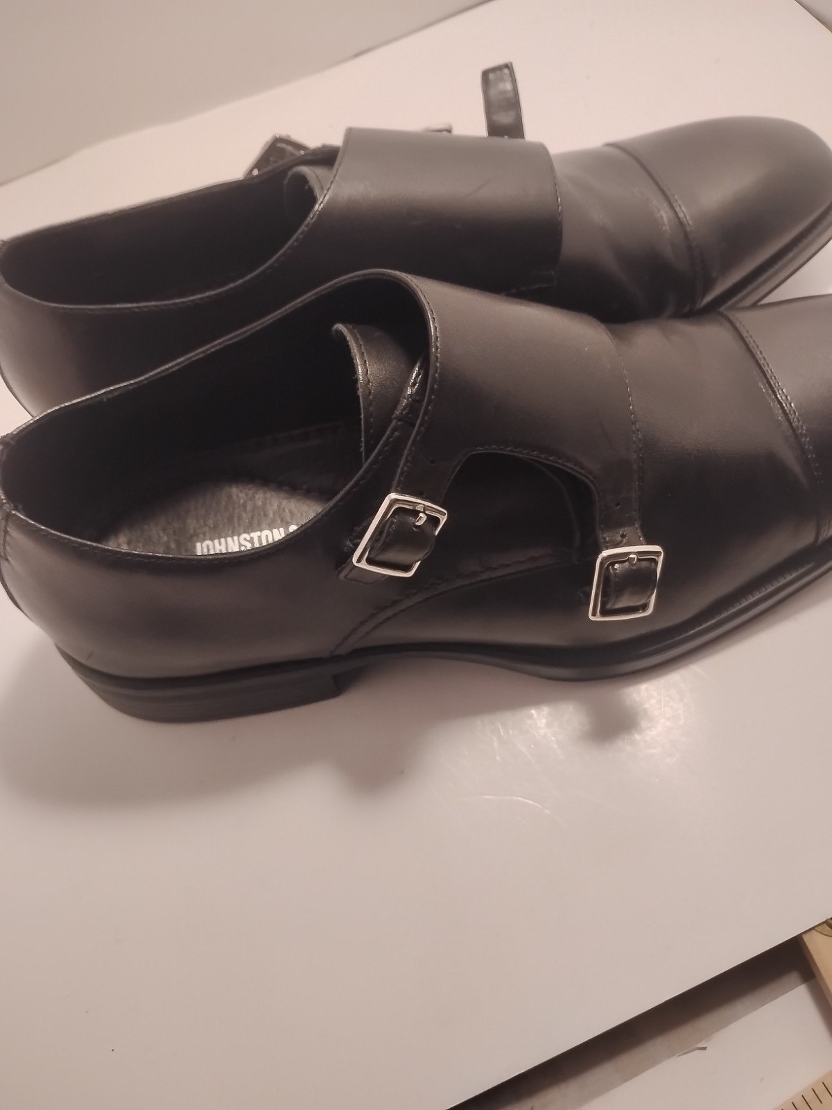 Vintage Birchett Double Monk Straps johnston murphy shoes Black Calfskin 9 1/2