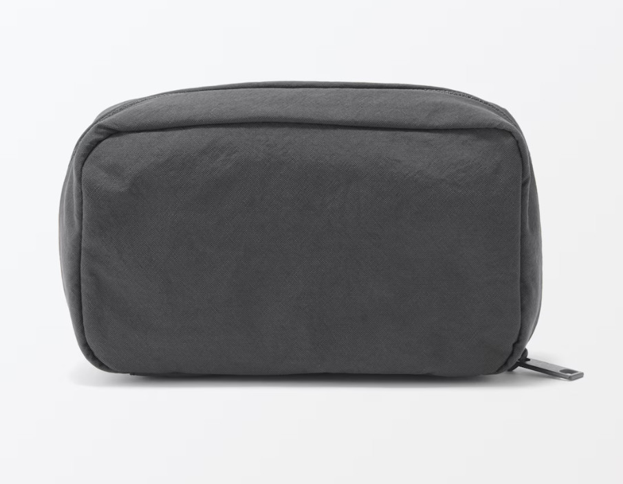 MUJI Wrinkle Nylon Wide-Opening Pouch Dark Gray, M, Approx. 15 × 9 × 4.5 cm