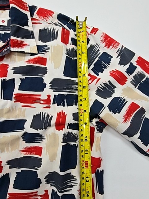PDI Boys White Red Blue Button Front Collared Shirt Kids Size S