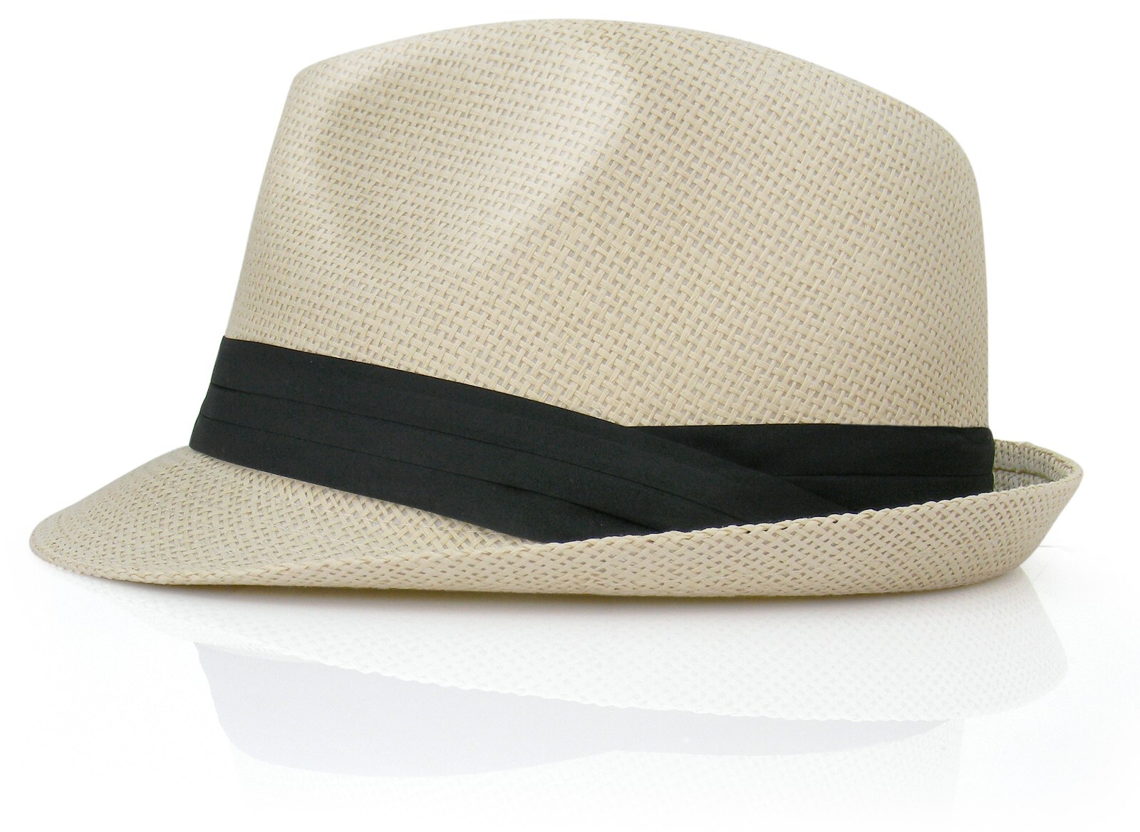 Straw Fedora Hat Trilby Cuban Cap Summer Beach Sun Panama Short Brim Floral