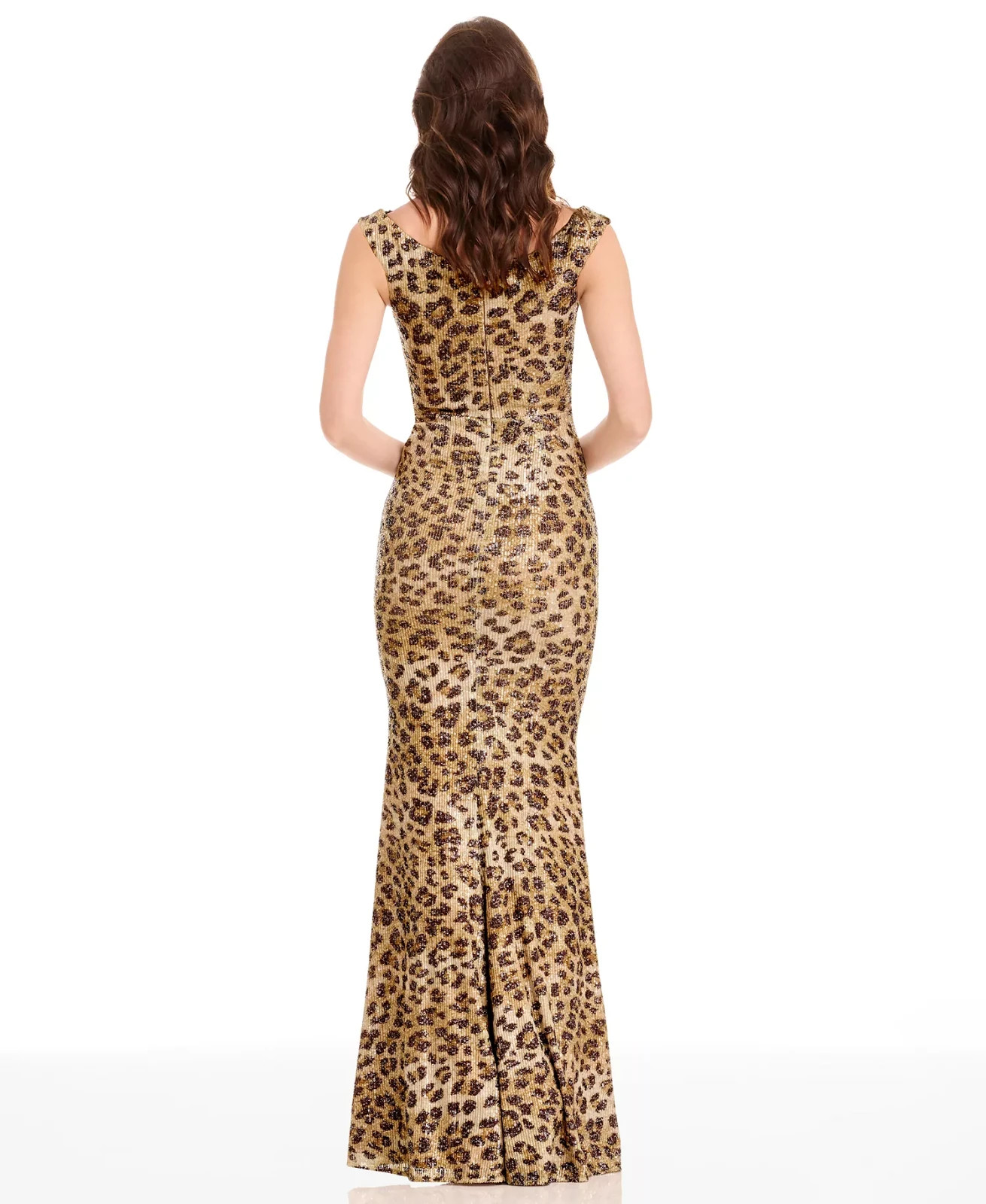 Dress the Population Women’s Josie Scoop-Neck Gown Cat Print Size Xsmall