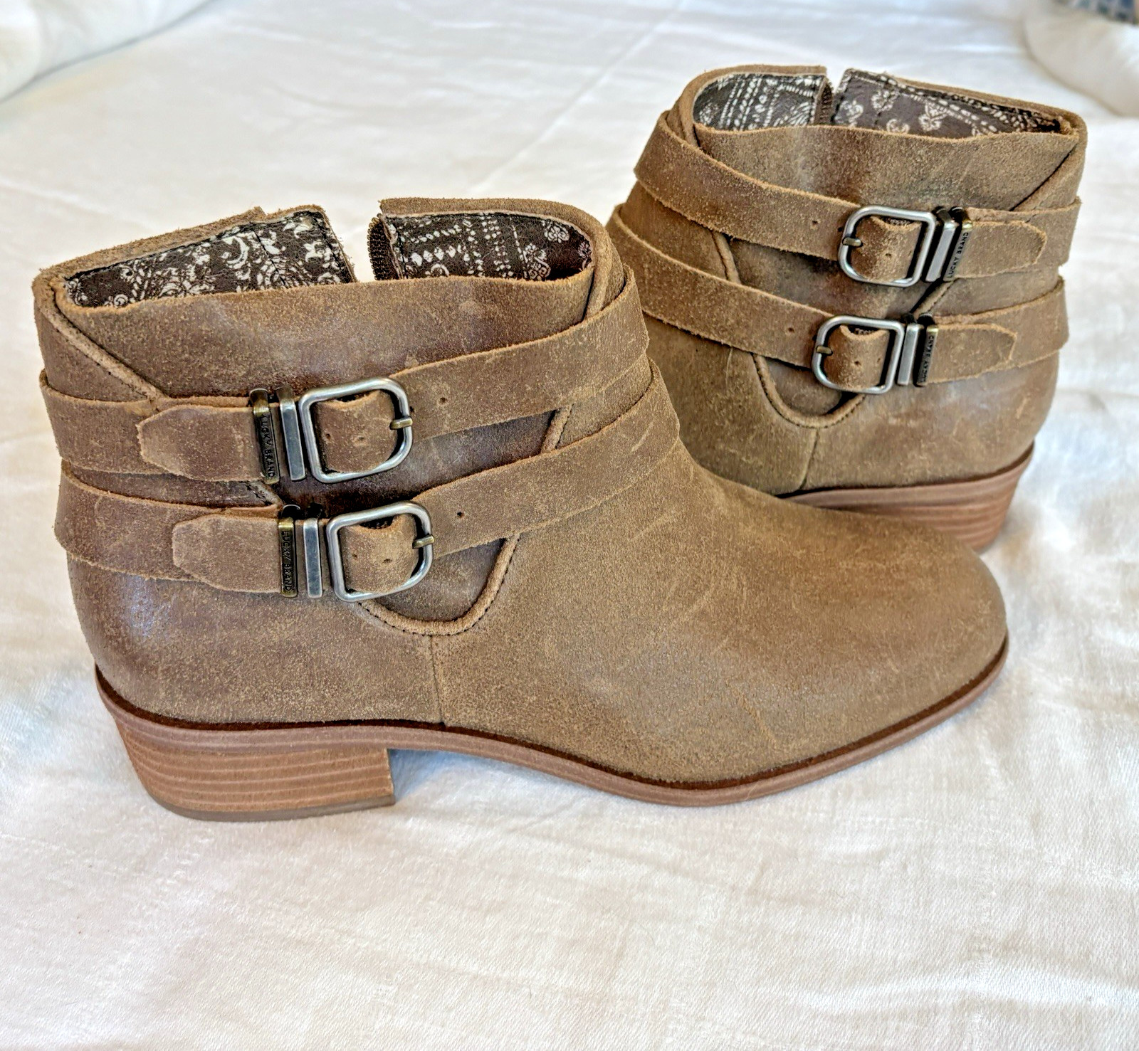 Lucky Brand Befind Booties Leather Tan Size 8 Ankle Boots