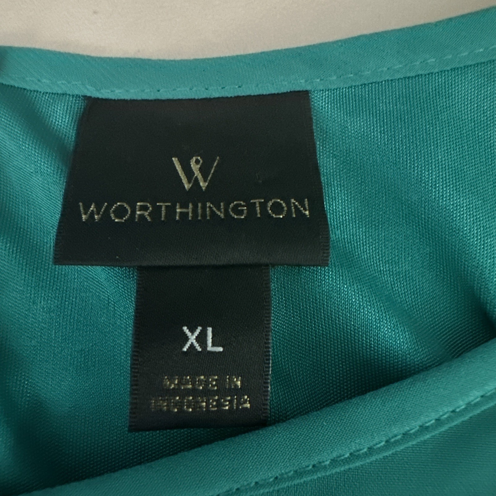 Worthington Women’s XL Shirt Green Sleeveless Trendy Stylish Top Sheer Lined
