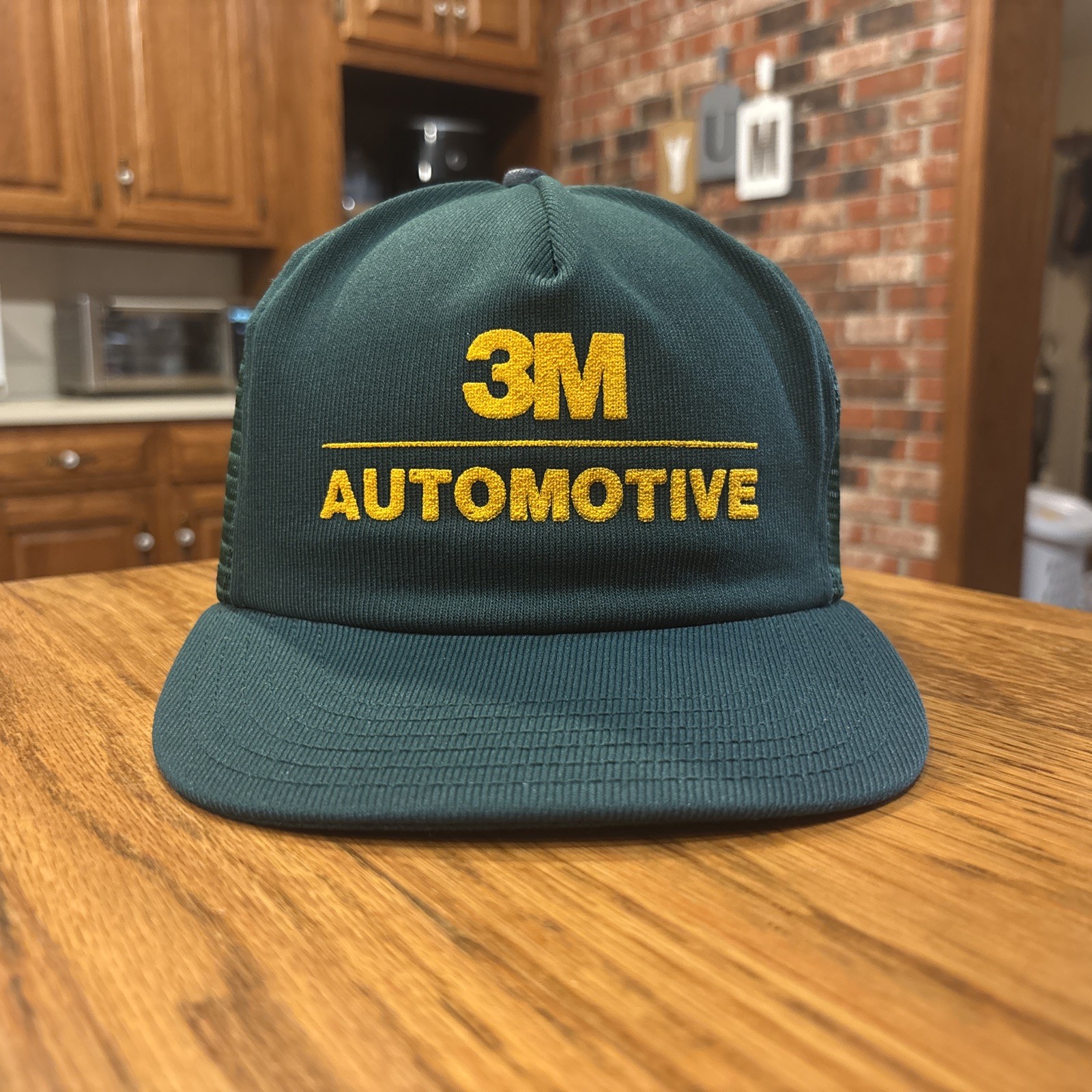 Vintage 3M Automotive Mesh Snapback Hat Green USA Advertising Trucker Cap