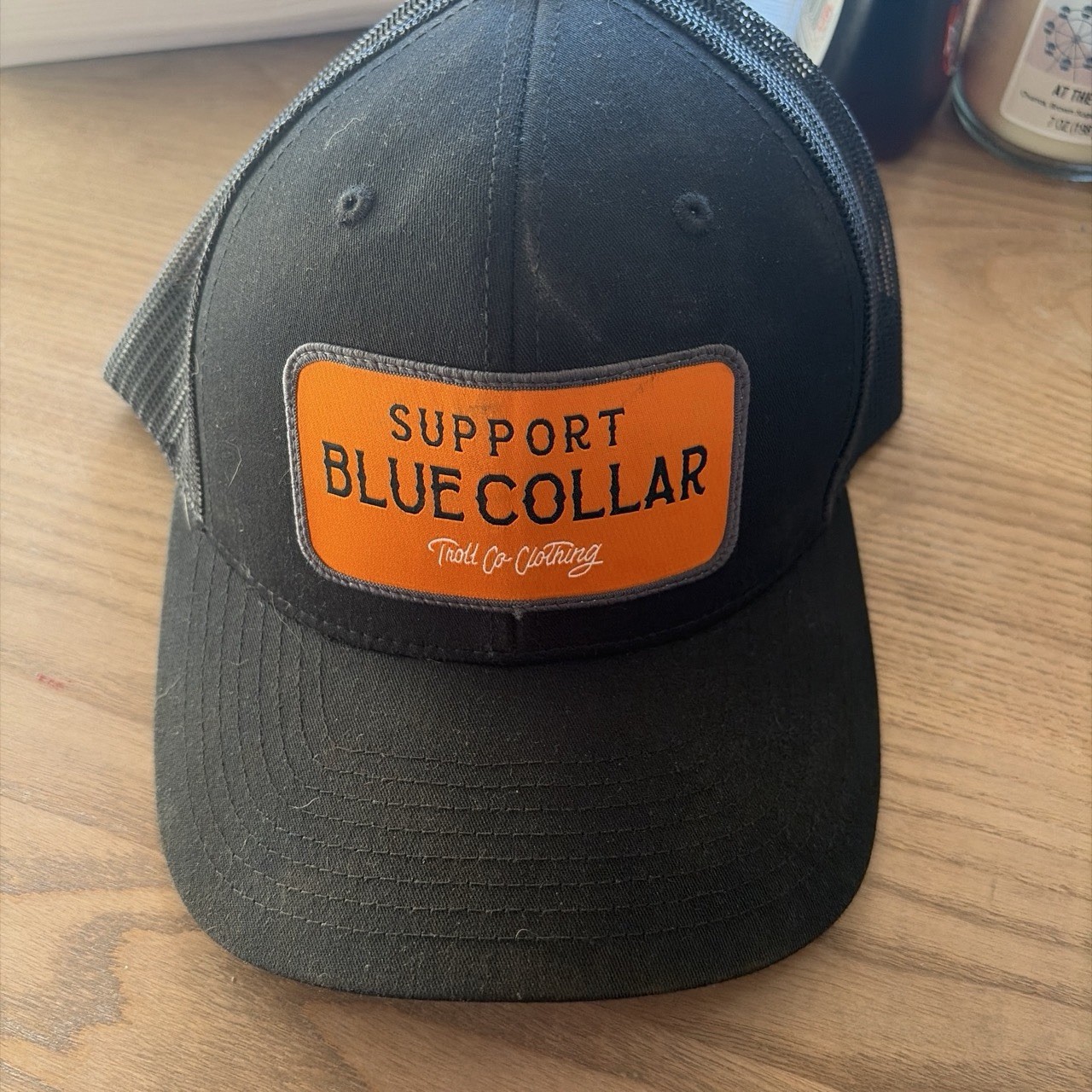 Troll Co Clothing Men’s Trucker Hat Mesh Back Black/Orange One Size
