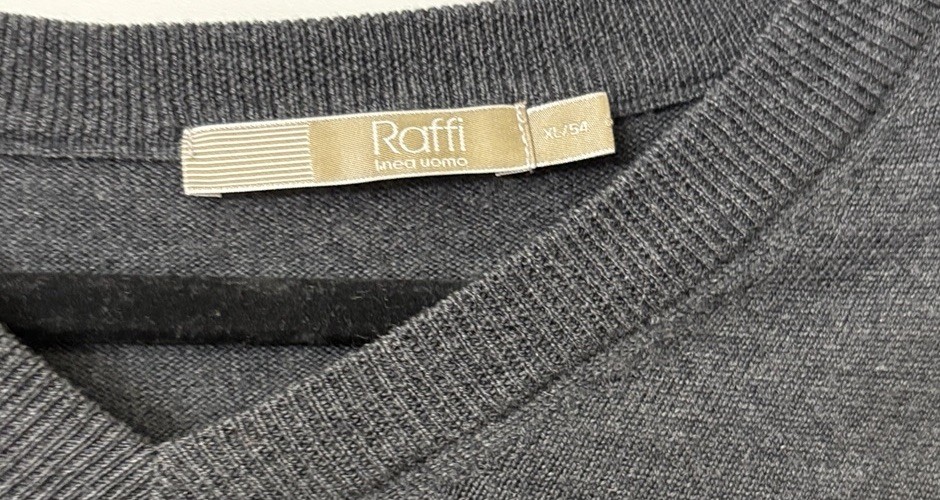 Men’s Raffi Grey 100% Extra Fine Merino Wool Size XL 54
