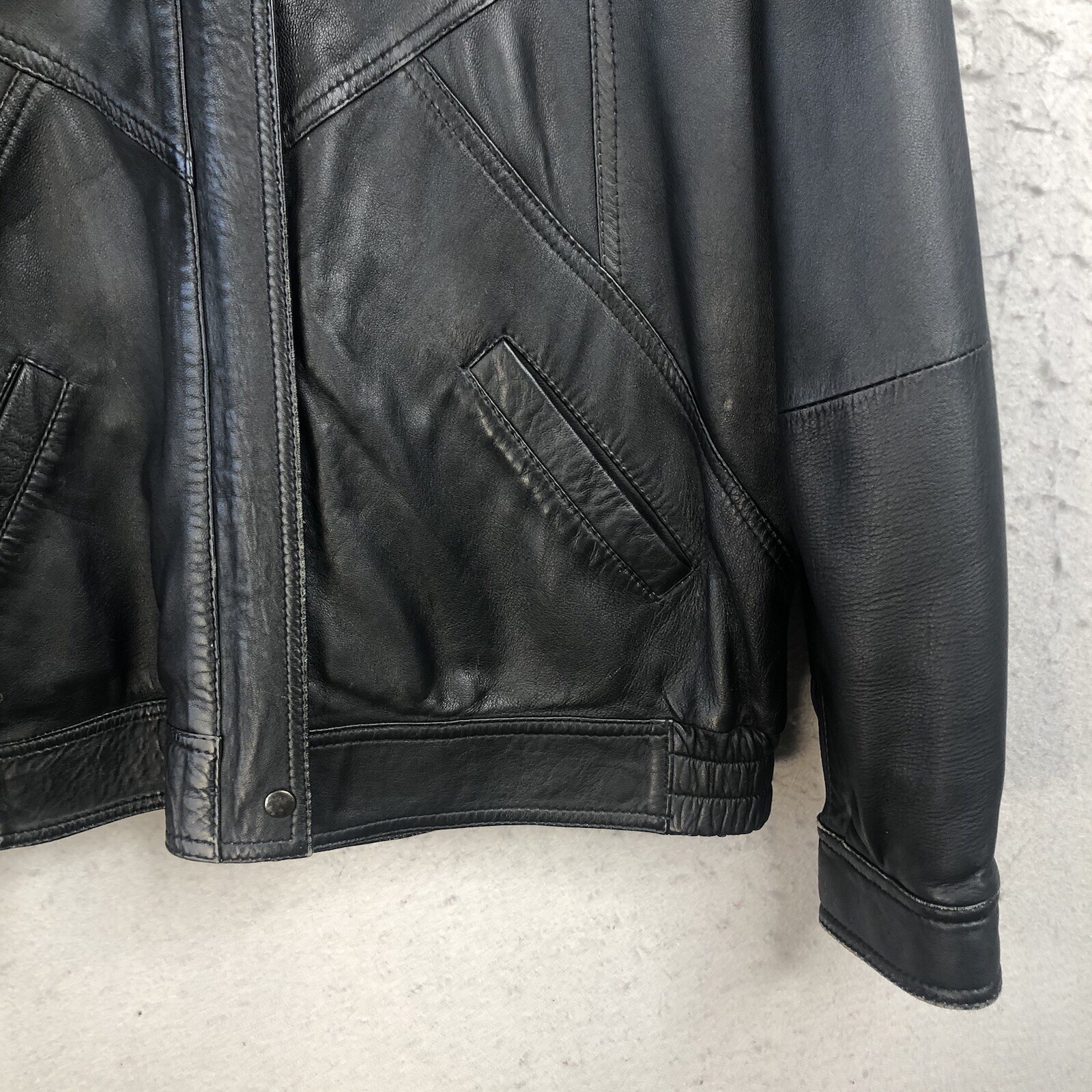 Black Leather Jacket Womens Medium Moto Biker Goth Motorcycle Punk Rock