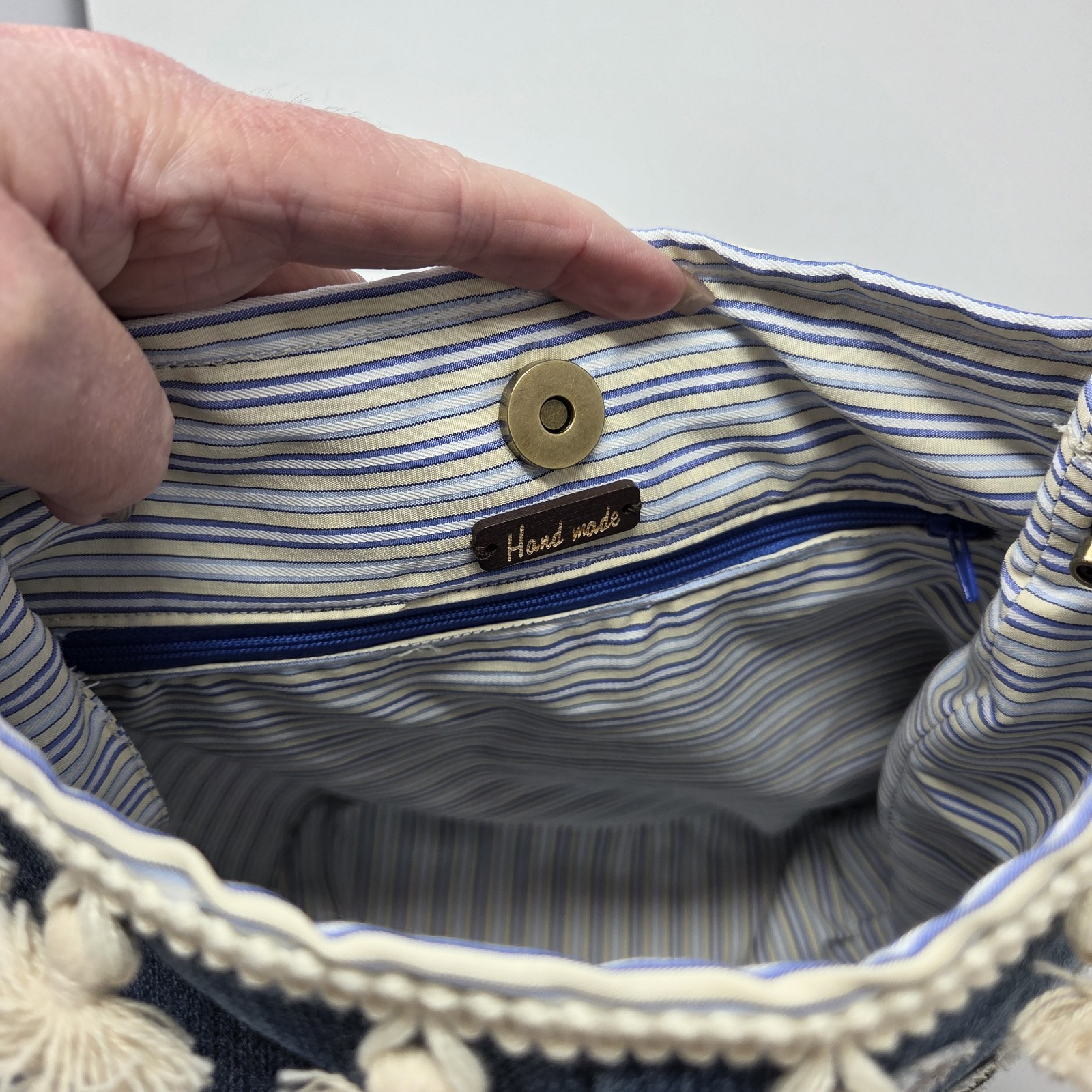 Handcrafted Upcycled Denim Bird Wildlife Tote HandBag Purse Adjustable Crossbody