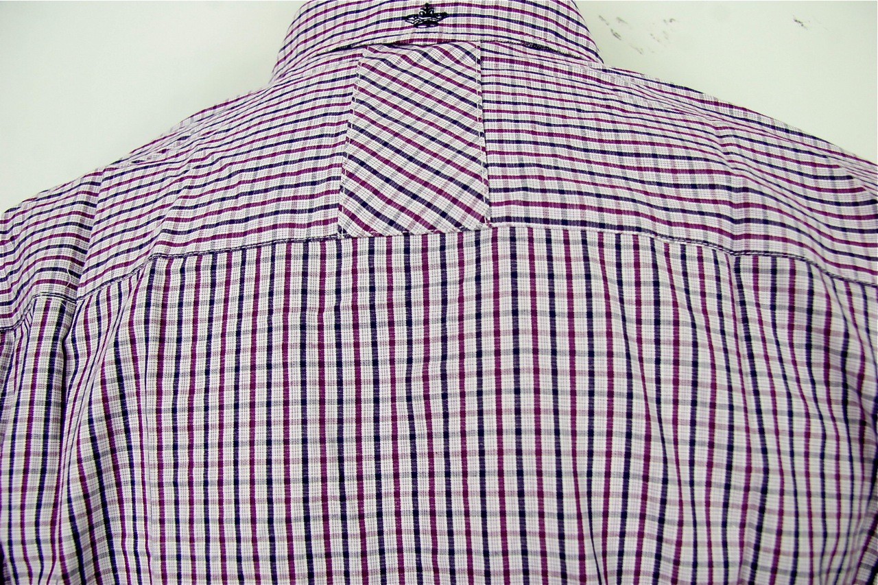 English Laundry Shirt Blaque Label Style ELW 1215 Poynton Purple Check Cotton