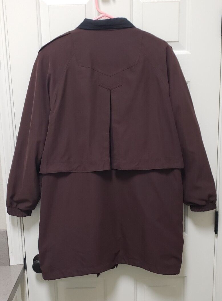 Cyclone/Utex Chocolate Brown Mid-length Rain Jacket W/ Black Turn Down Collar M