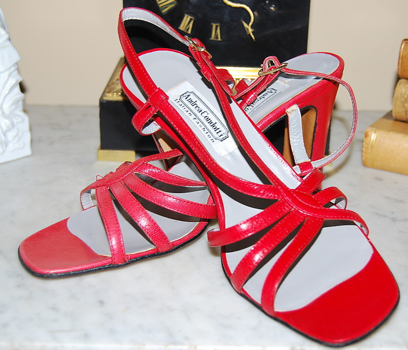 ANDREA CONDOTTI RED LEATHER STRAPPY HIGH HEEL WOMEN’S SANDALS NWOB SZ 41 US 10.5