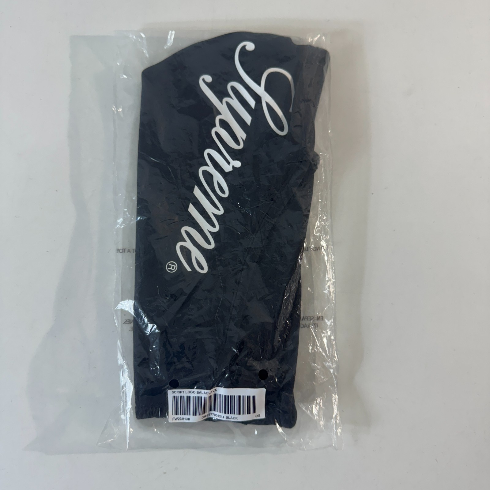 Supreme New York Script Logo Balaclava Size OSFA Black Face Mask NEW