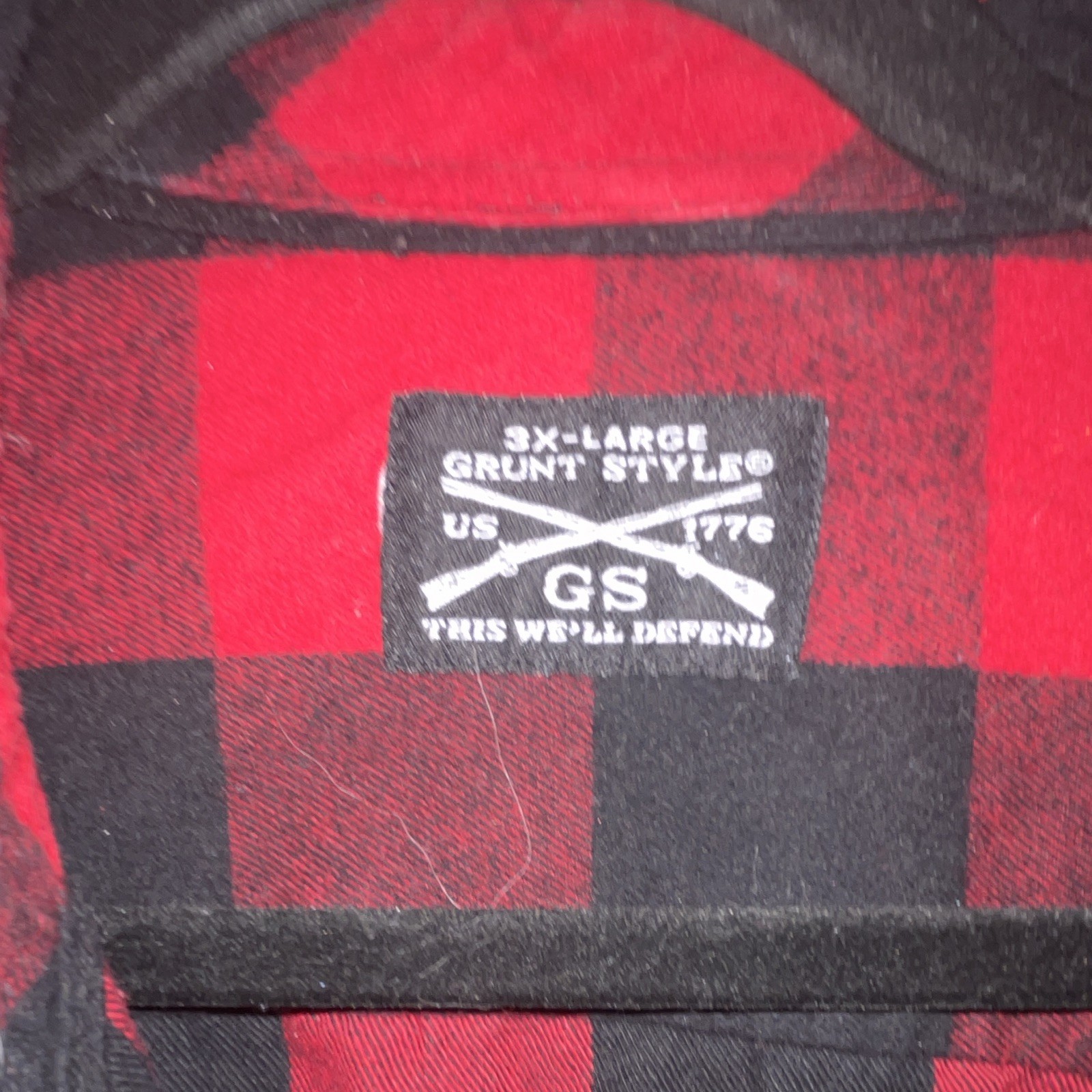 Grunt Style Men’s 3XL Plaid Long Sleeve Button-Up Shirt w/ Pockets Red/Black