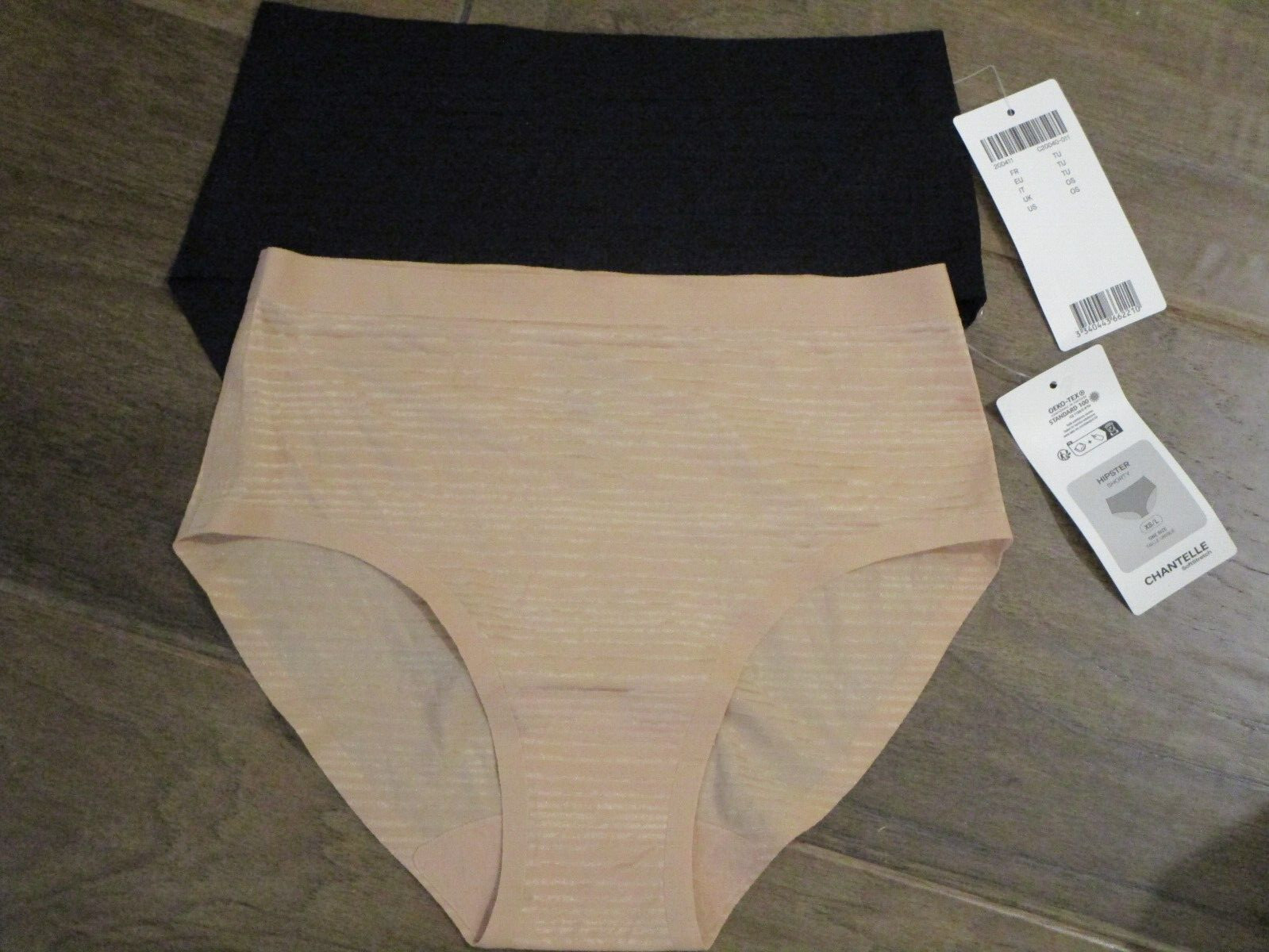 2 PAIRS CHANTELLE SOFT STRETCH STRIPED SEAMLESS HIPSTER PANTIES ONE SIZE XS-L