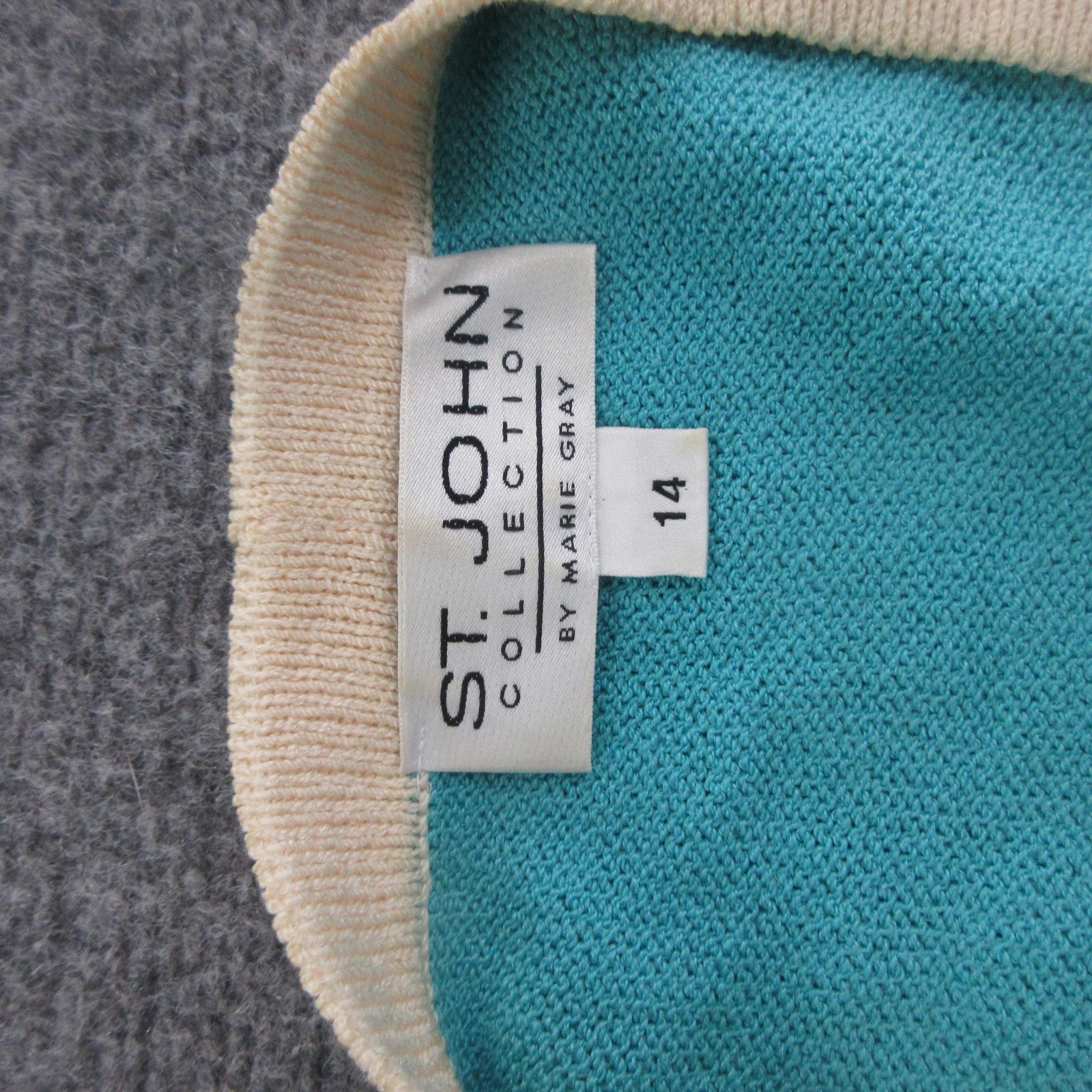 St. John Collection Sweater Cardigan Womens 14 Multicolor V Neck Colorblock Knit