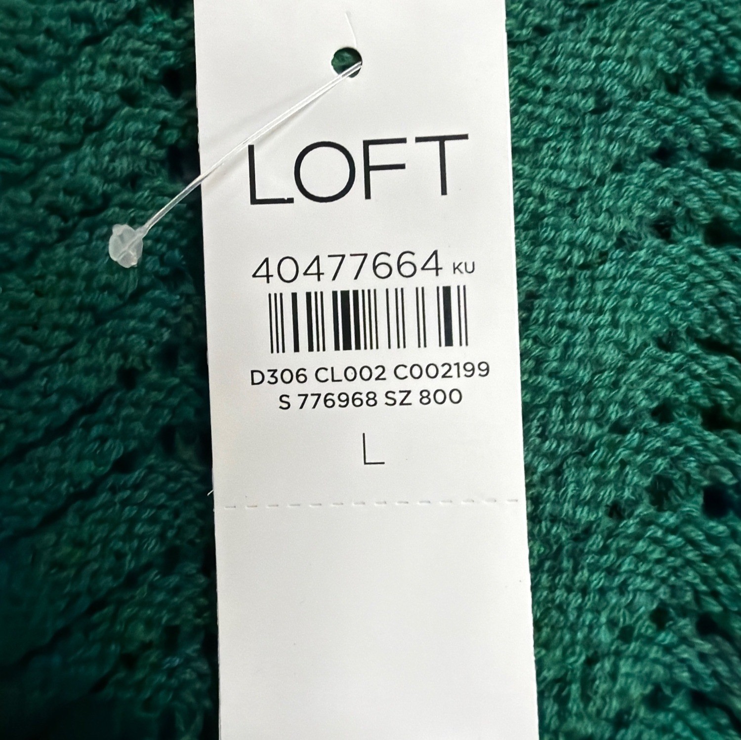 Loft Womens Green Cotton Sleeveless Crochet Knit Tank Top Size L