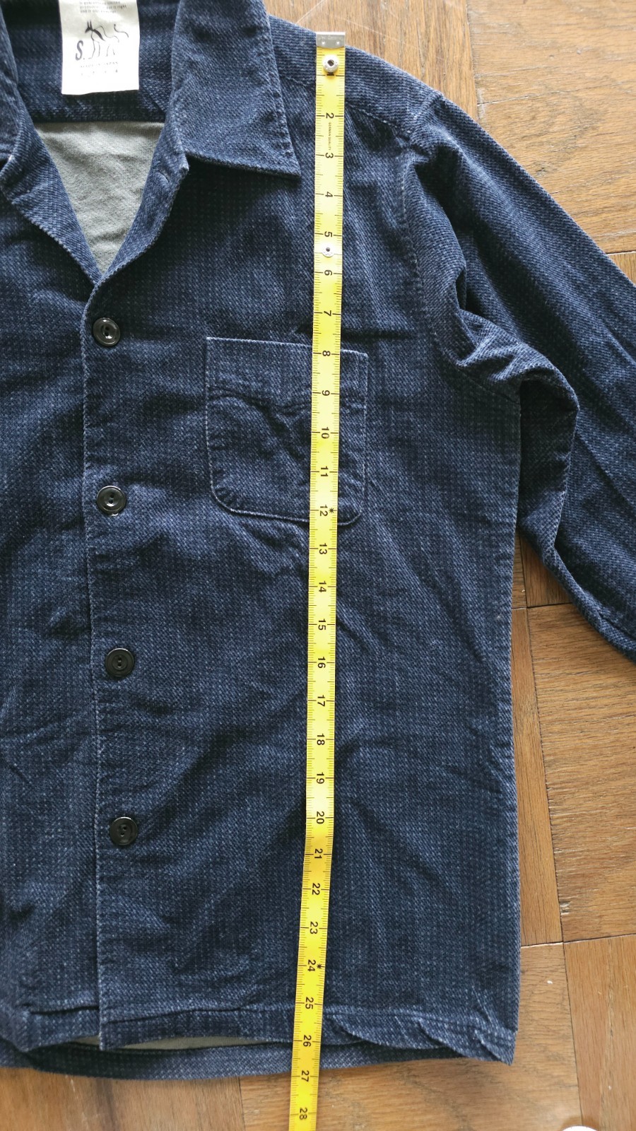 RARE S. Made in Japan Indigo Dye Chenille Corduroy Camp Collar Shirt 2 Medium