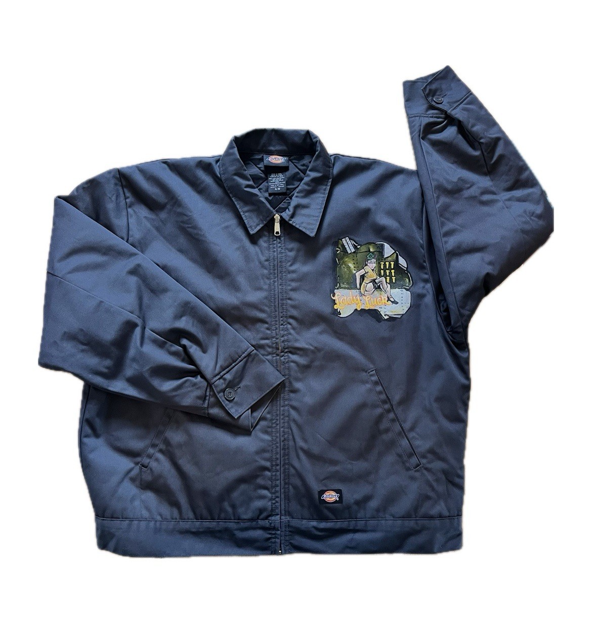 Custom Hand-Painted Dickies Eisenhower Insulated Jacket Lady Luck WW11 Plane XL