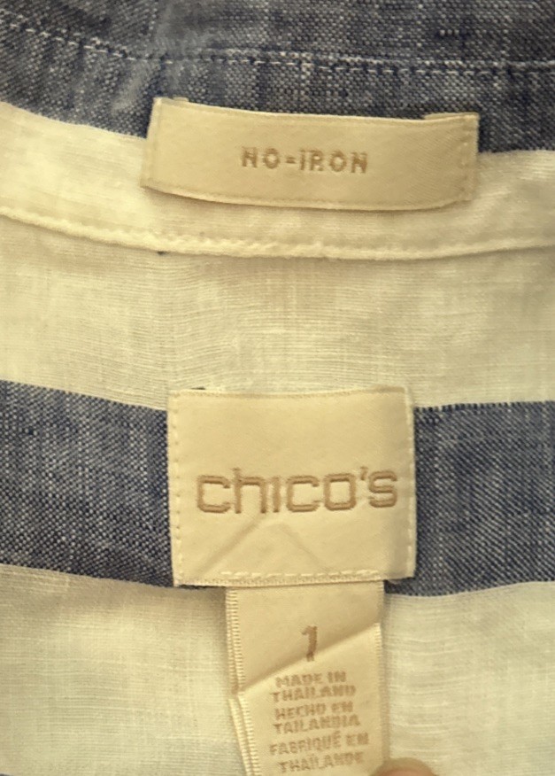 Lot 3-Chicos Top Women’s Floral Crochet Purple White Blue Stripe Navy SZ 1/M