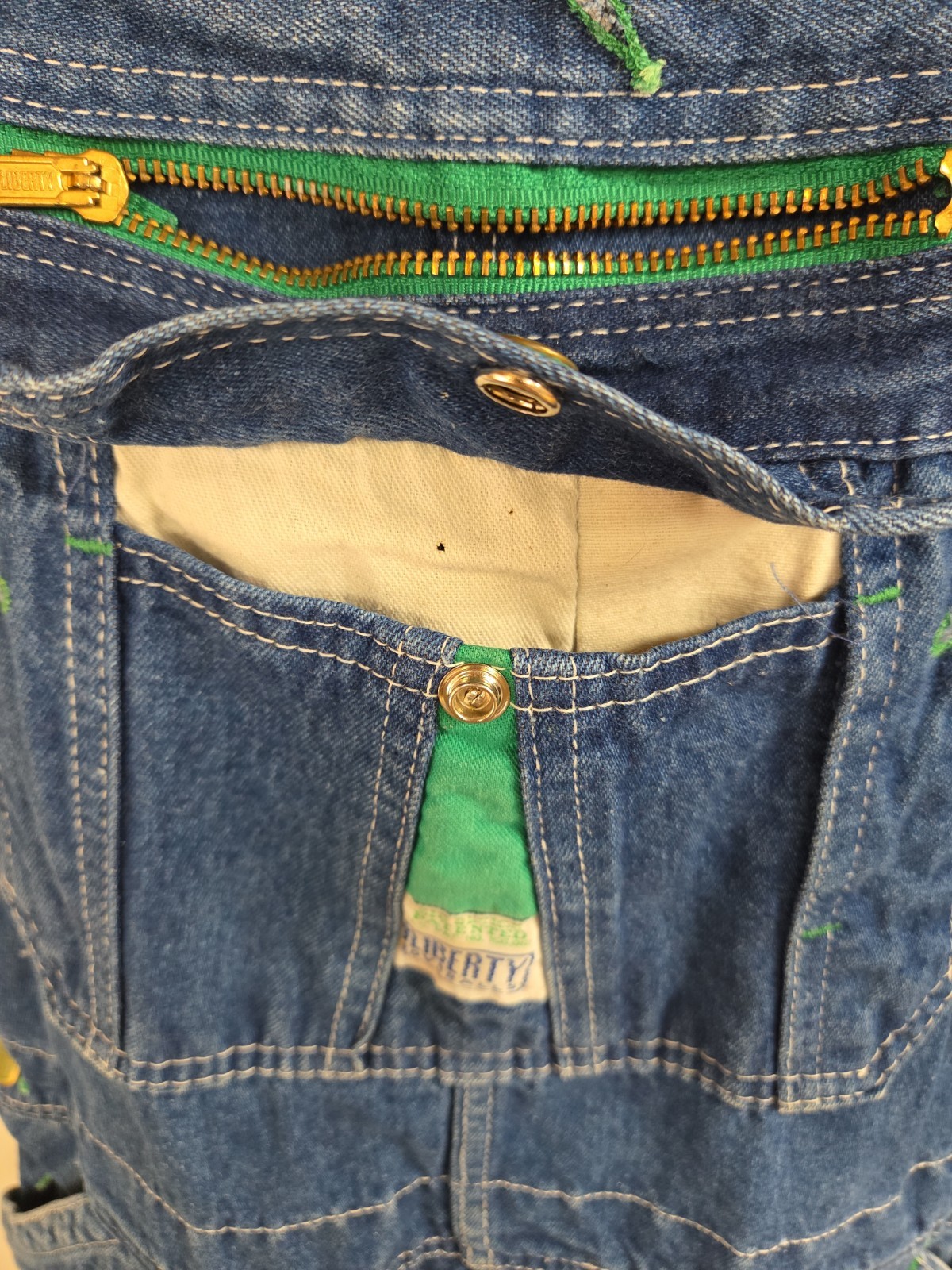 Vintage Liberty Overalls Mens 34×30 Blue Denim Bibs Work Farm Outdoor USA Made
