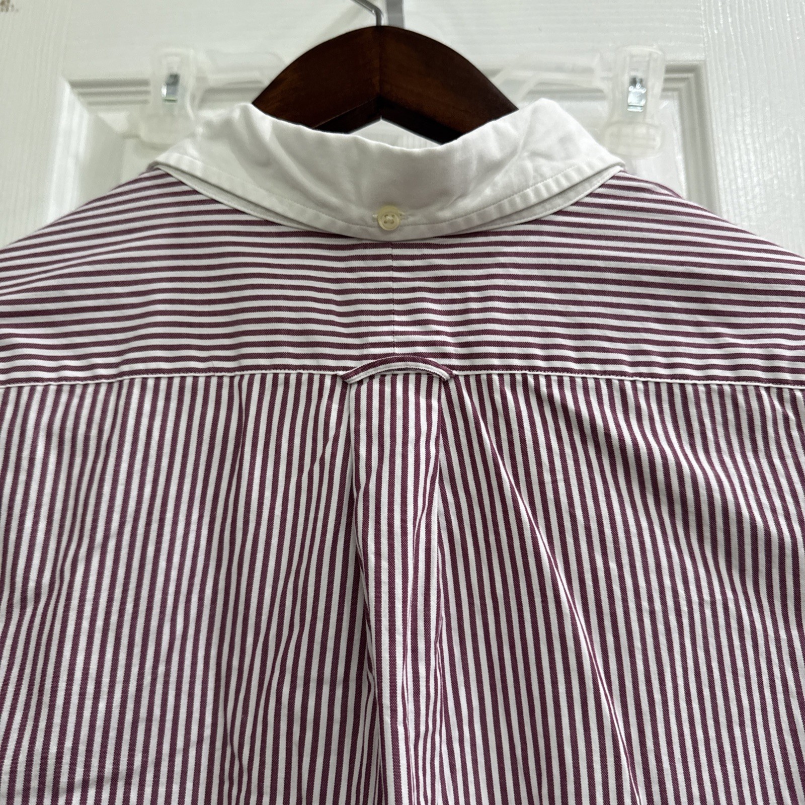 Ralph Lauren Rugby Shirt Men’s XL burgundy Striped White Collar Long Sleeve