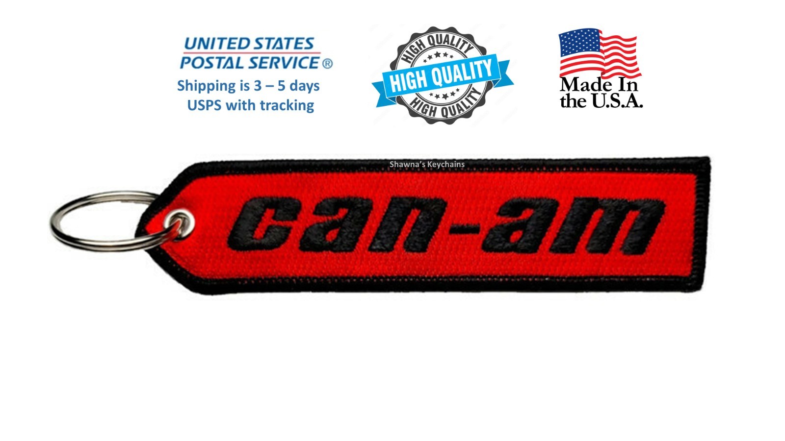 CAN-AM Keychain Double Sided Embroidered Fabric Highest Quality Keyring