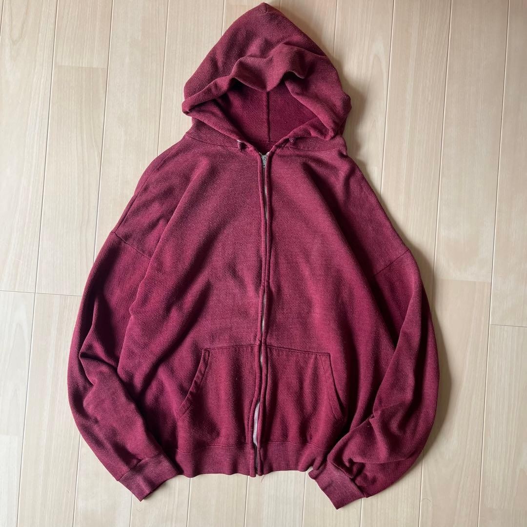 Vintage 1960s IDEAL Zip-Up Hoodie Jacket Red Big