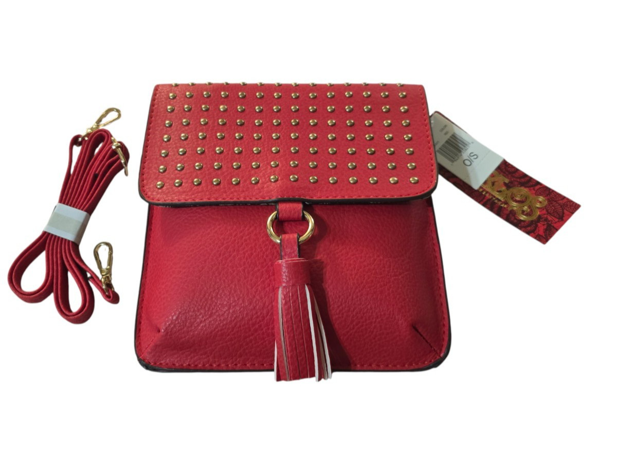 Carlos Santana Red Crossbody Purse Shoulder Bag Gold Hardware Handbag NWT