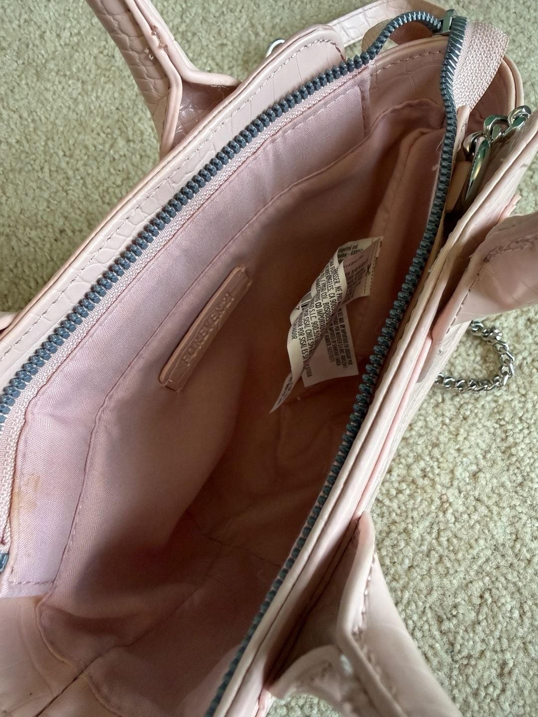 Forever 21 Light Pink Crocodile Embossed Mini Tote Crossbody Bag