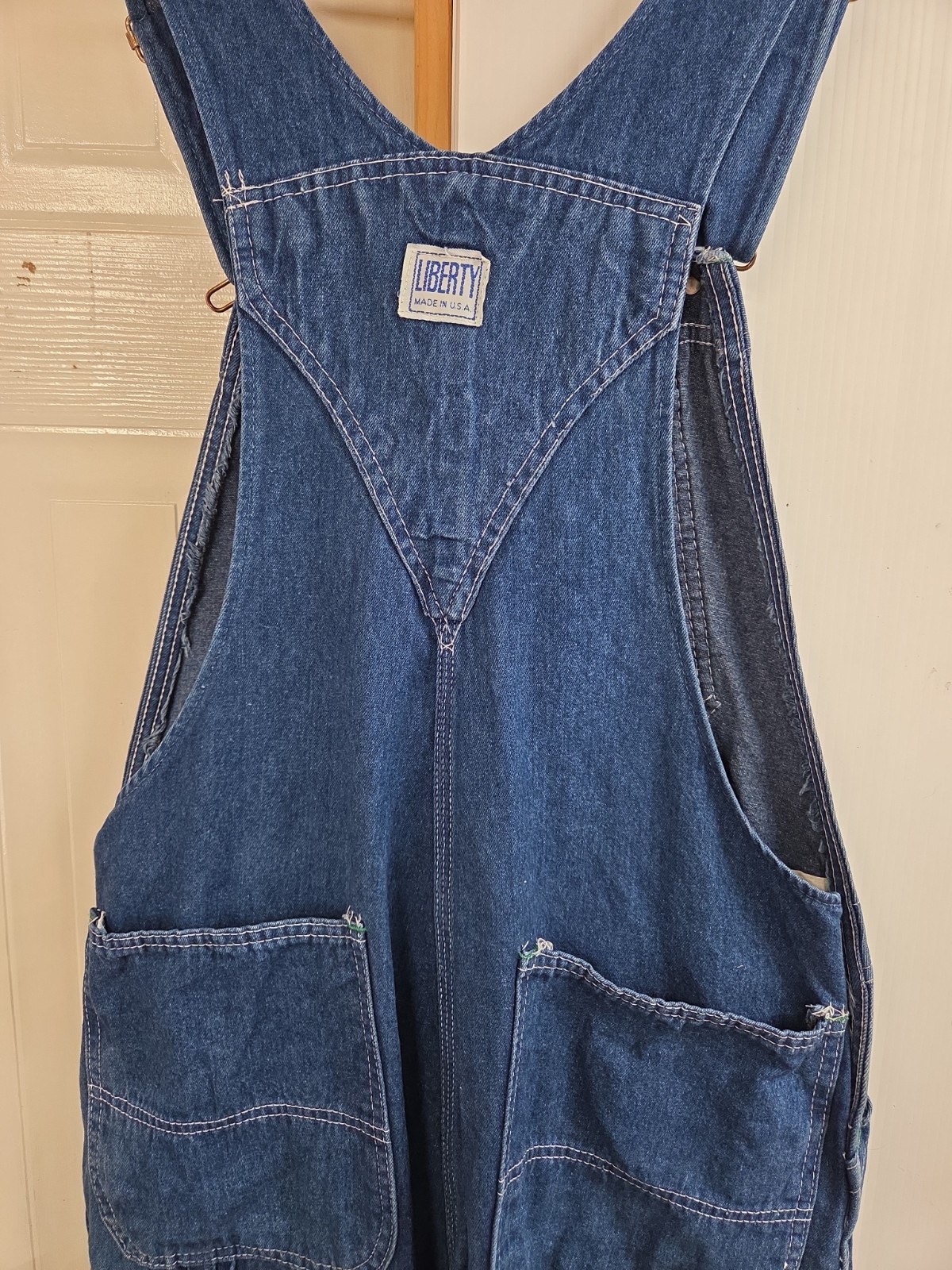 Vintage Liberty Overalls Mens 34×30 Blue Denim Bibs Work Farm Outdoor USA Made